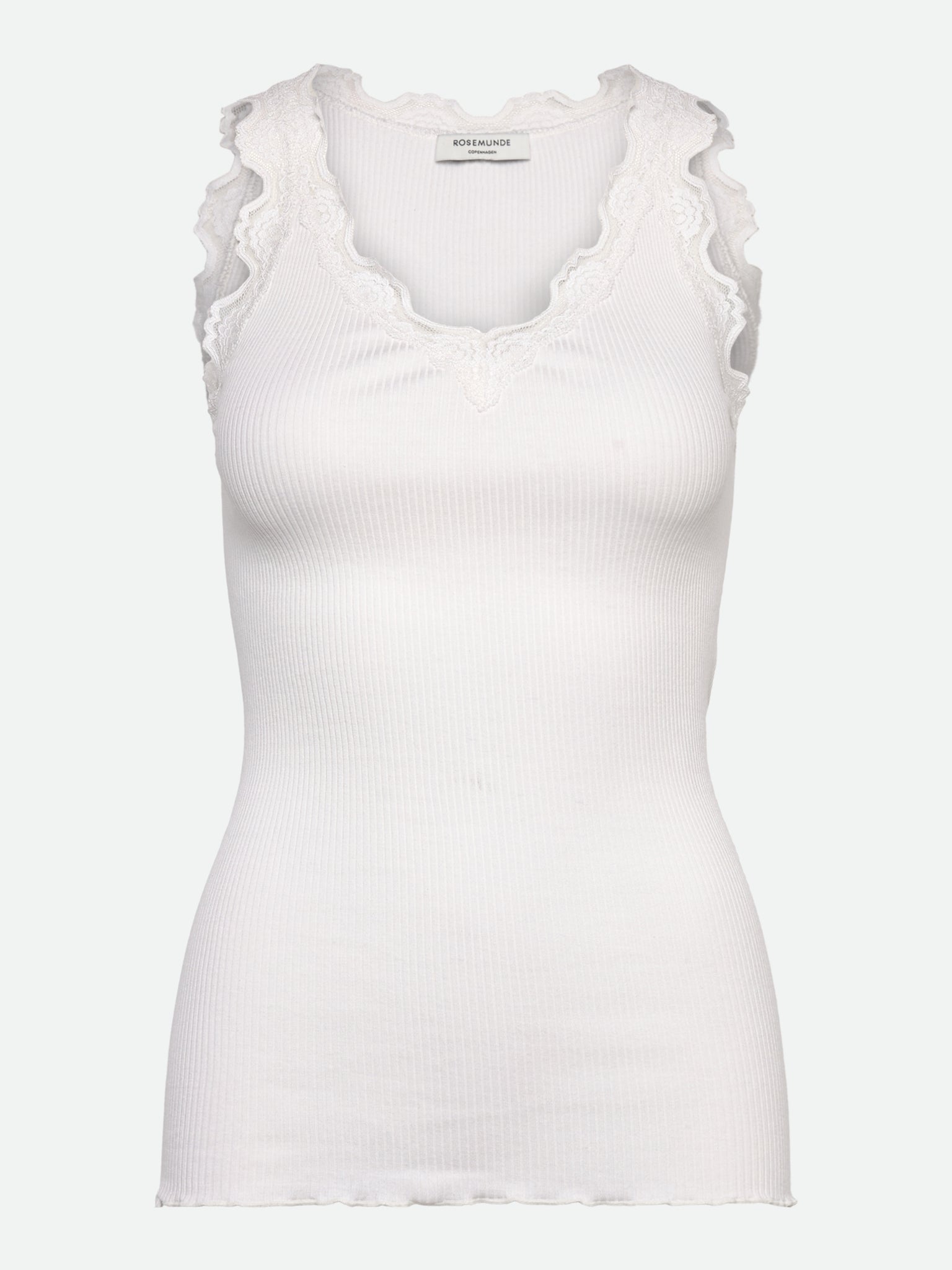 RWBeatha Silk SL V-neck Lace Top TOP Rosemunde Woman L new white