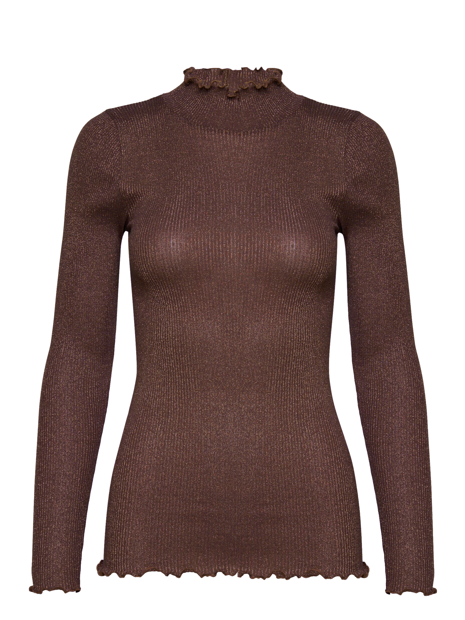 RWBoston Lurex LS T-neck T-shirt T-shirt Rosemunde Woman XS hot fudge