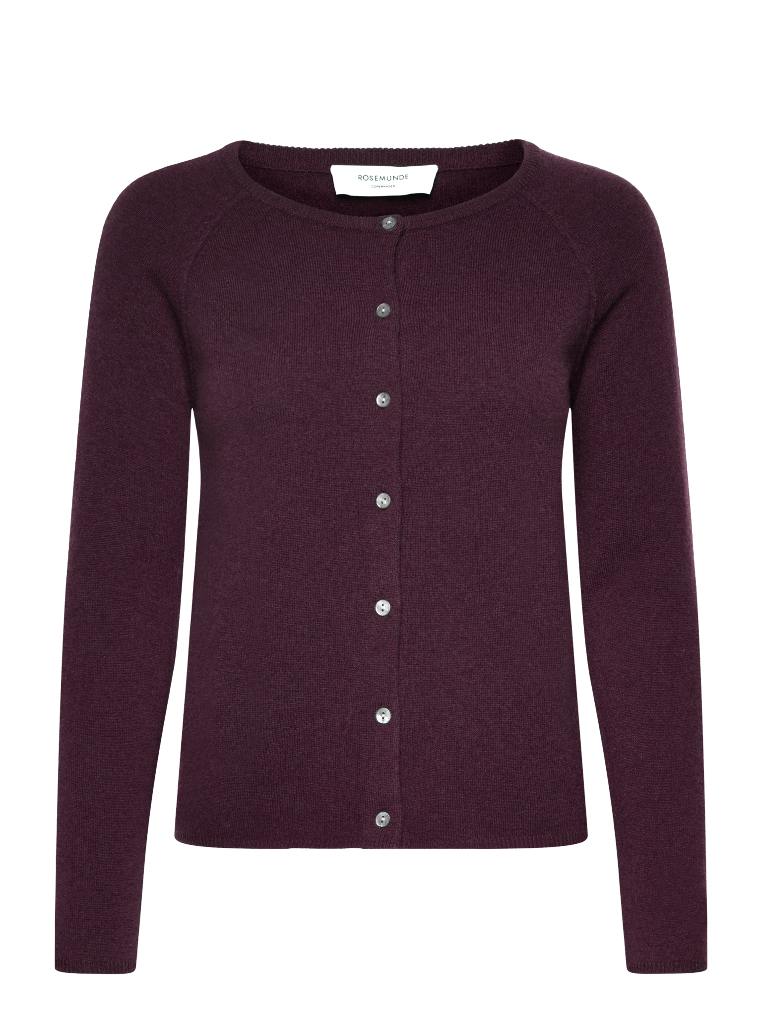 RWLaica Cashmere langærmet Raglan Cardigan med rund hals og knapper