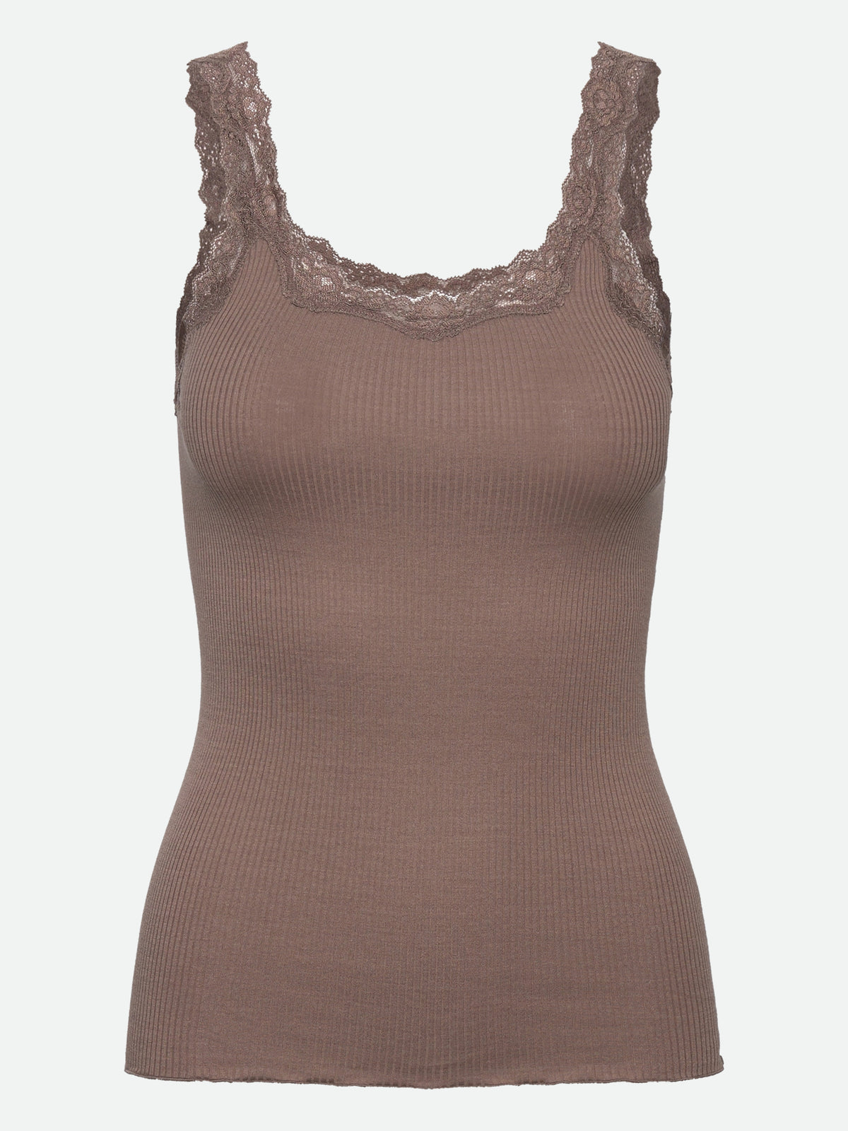 RWBabette Silke SL-top med dyp rygg og blonder
