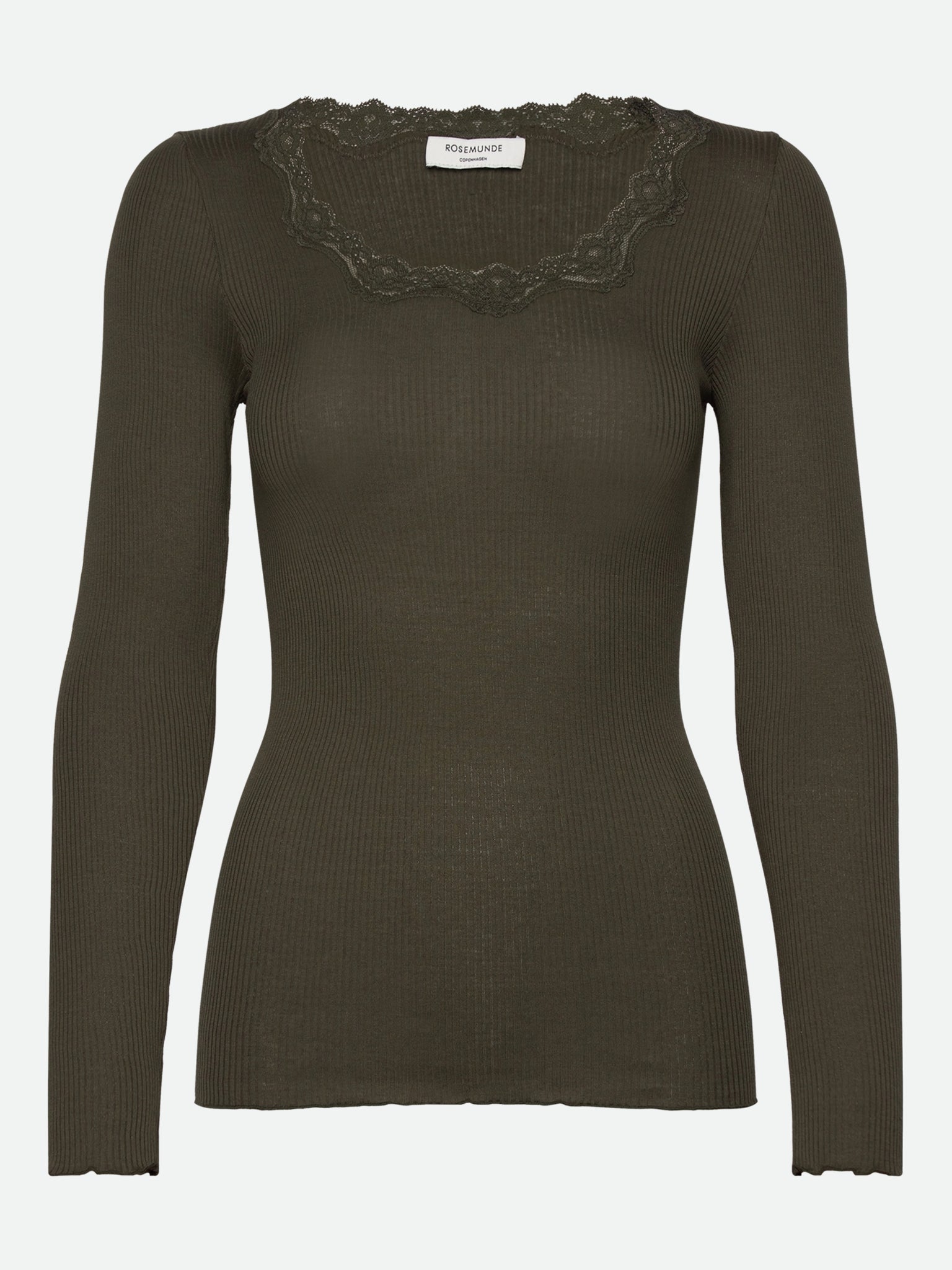 RWBabette Silk LS U-neck Lace T-shirt T-SHIRT LS Rosemunde Woman XS forrest night