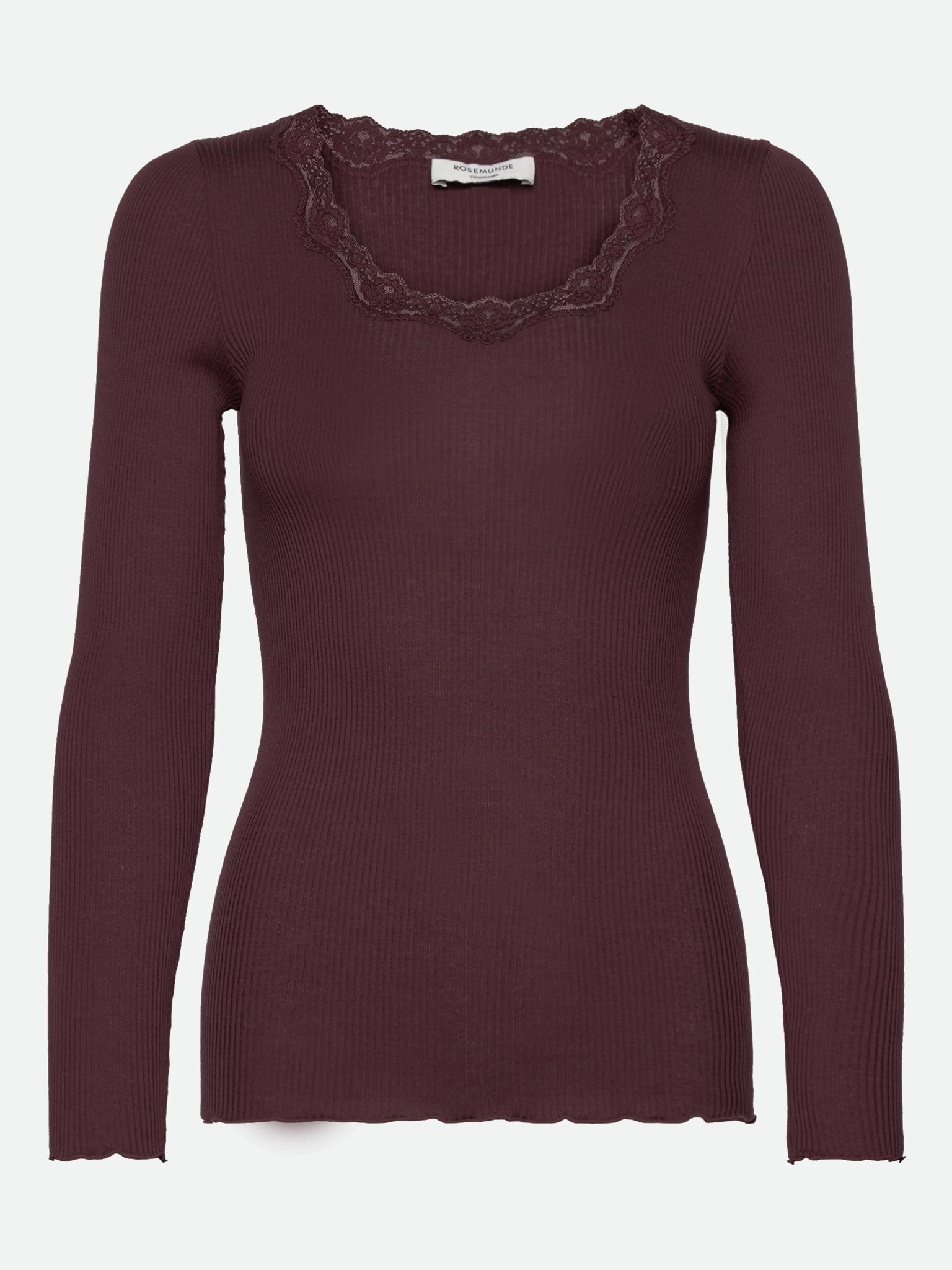 RWBabette Silk LS U-neck Lace T-shirt T-SHIRT LS Rosemunde Woman S fudge