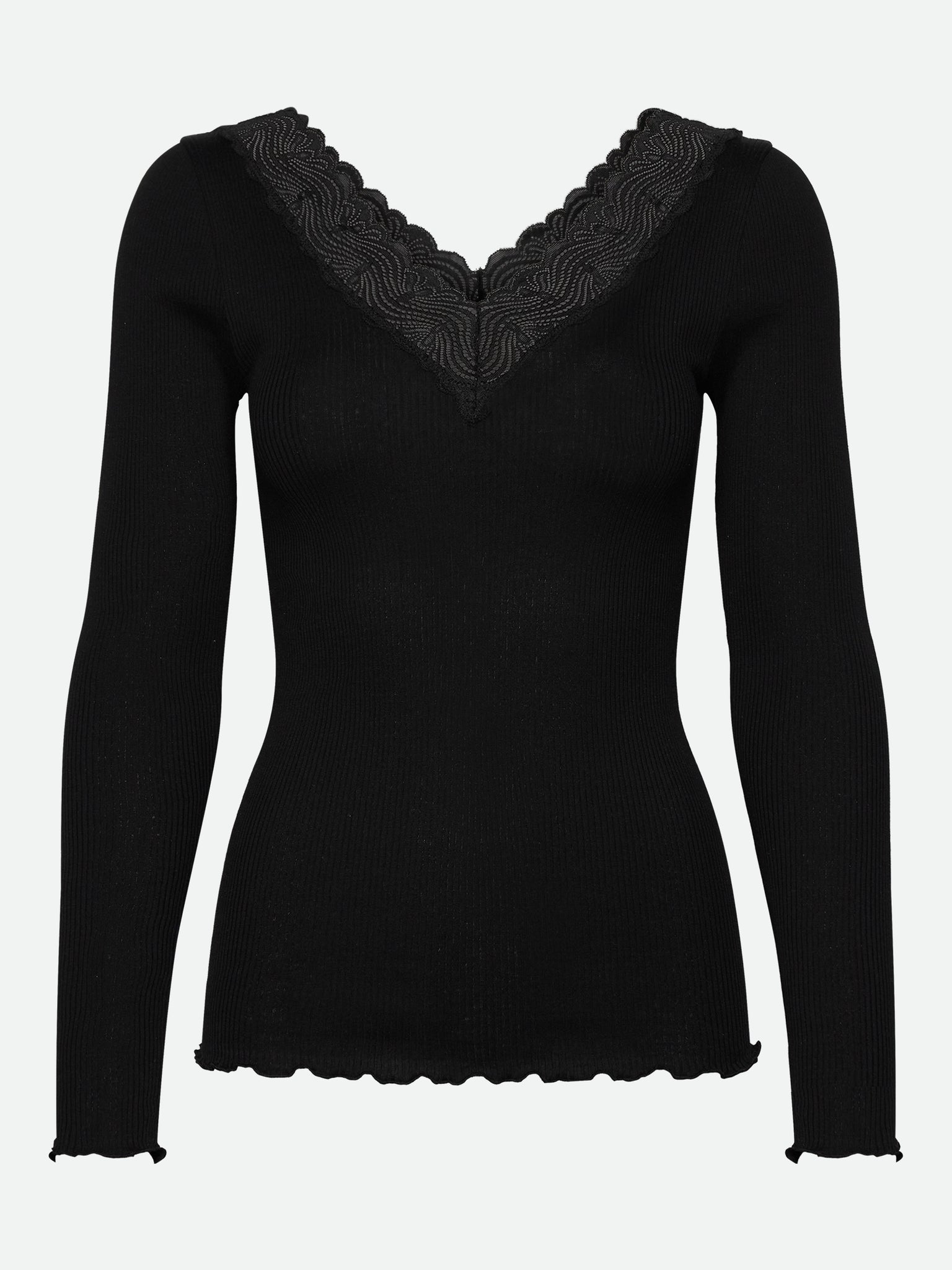 RWBeatha Silk LS V-neck T-shirt T-SHIRT LS Rosemunde XS black