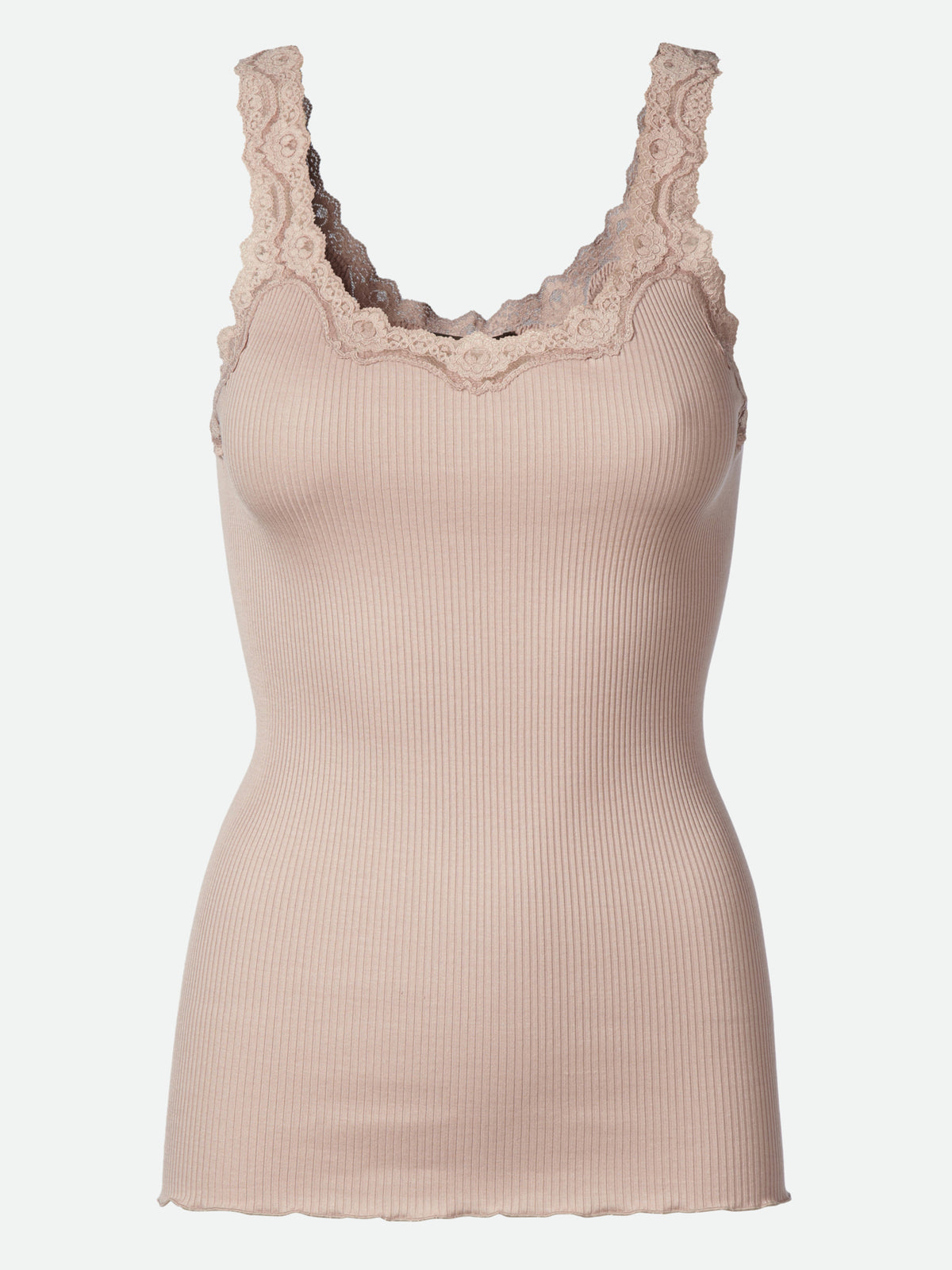 RWBabette Silke SL-top med dyp rygg og blonder