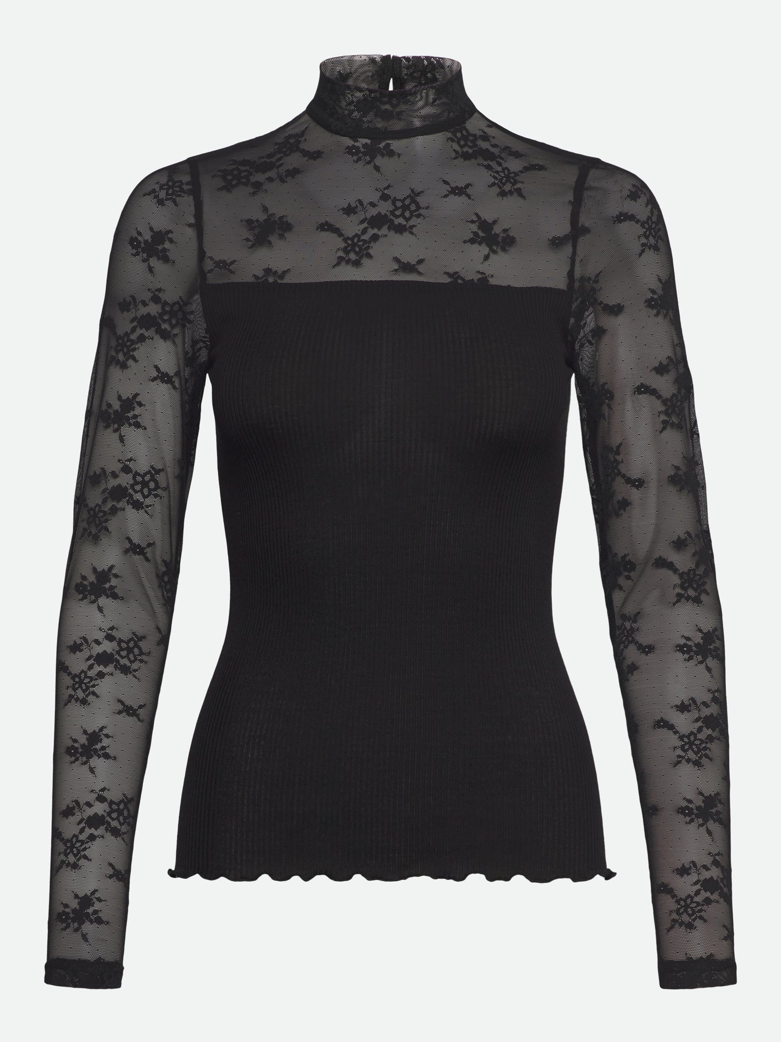RMWBalta Modal LS T-neck Full Lace T-shirt T-SHIRT SS Rosemunde Woman XS black