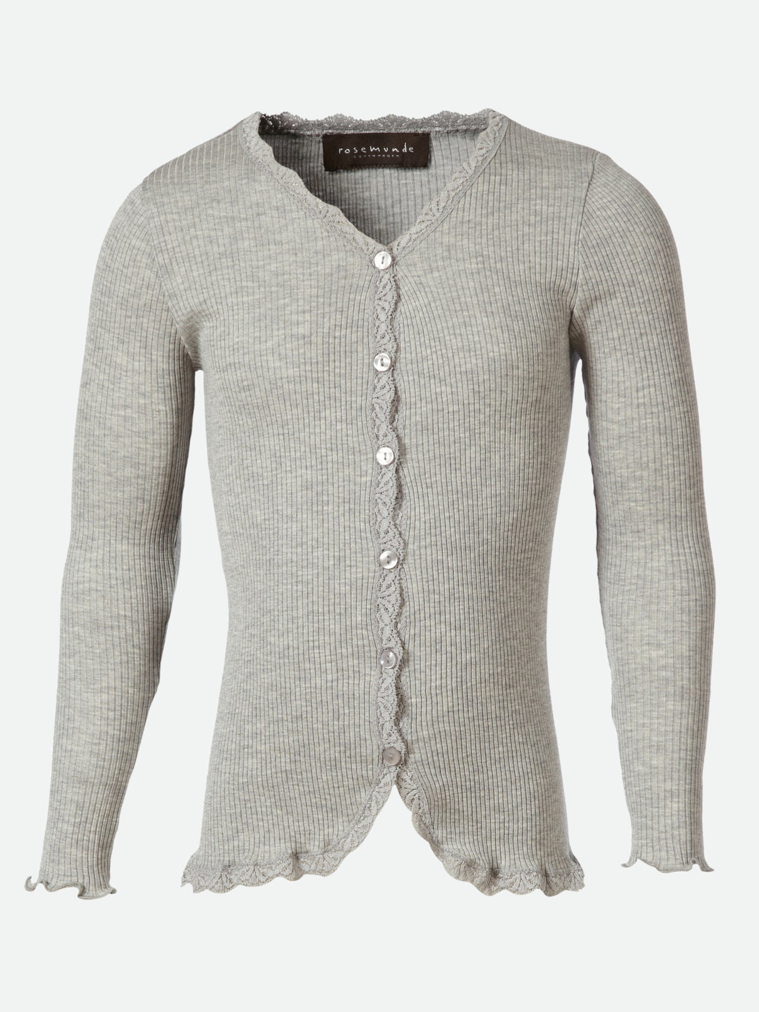 RKBeatha LS Cardigan w/ lace Cardigan Rosemunde Woman 128 light grey melange