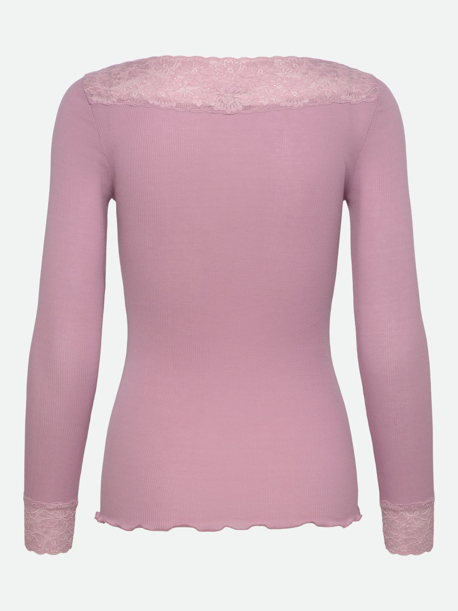 RWBernadine Organic LS V-neck Lace T-shirt T-SHIRT LS Rosemunde Woman