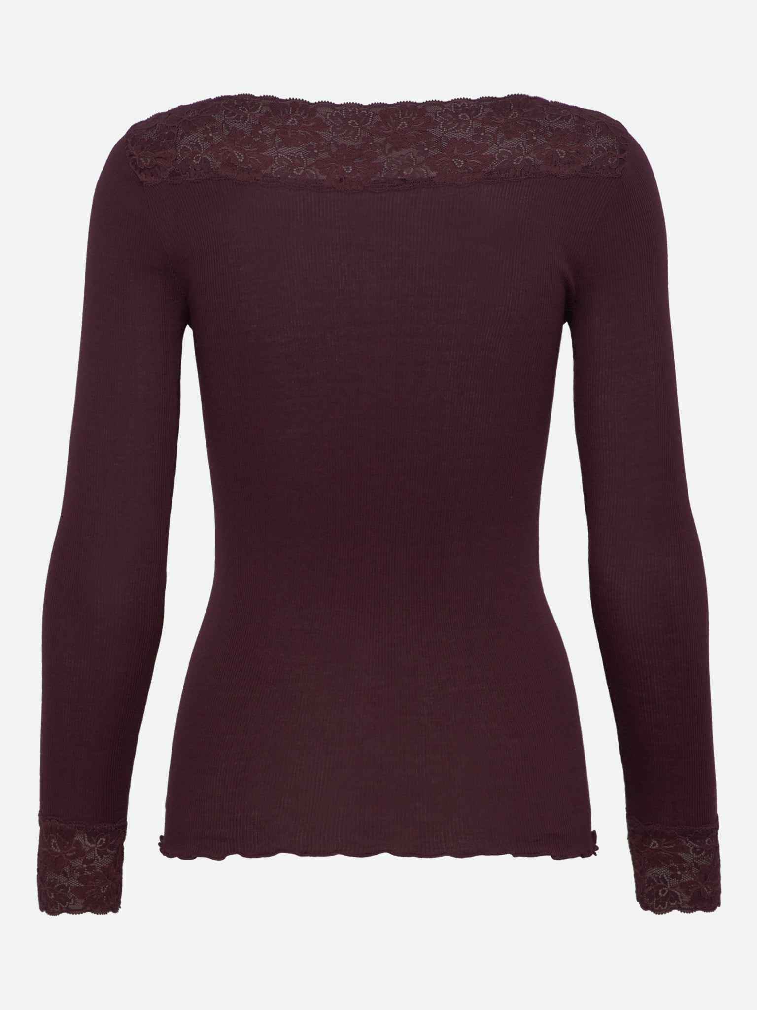 RWBernadine Organic LS V-neck Lace T-shirt T-SHIRT LS Rosemunde Woman