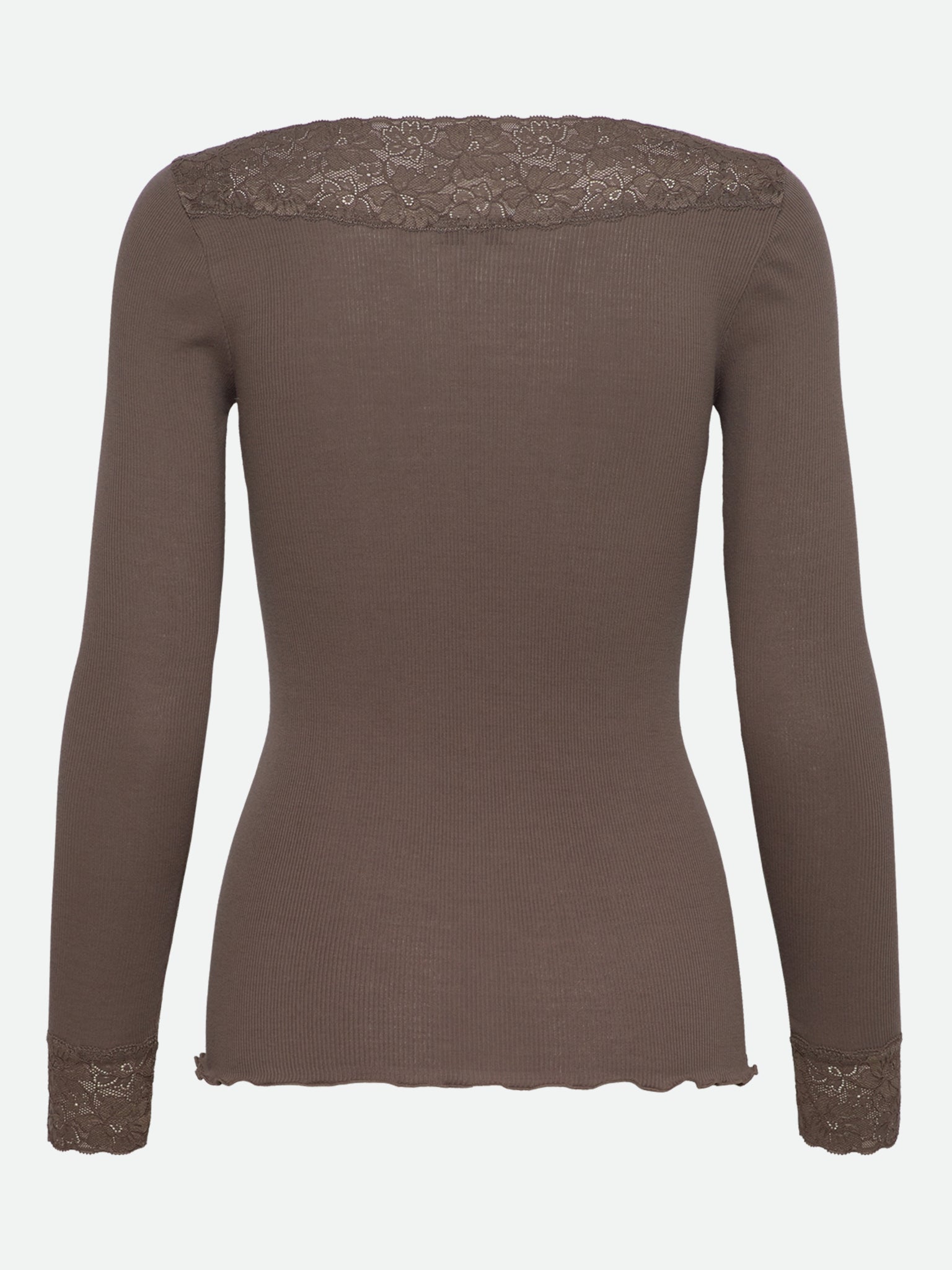 RWBernadine Organic LS V-neck Lace T-shirt T-SHIRT LS Rosemunde Woman