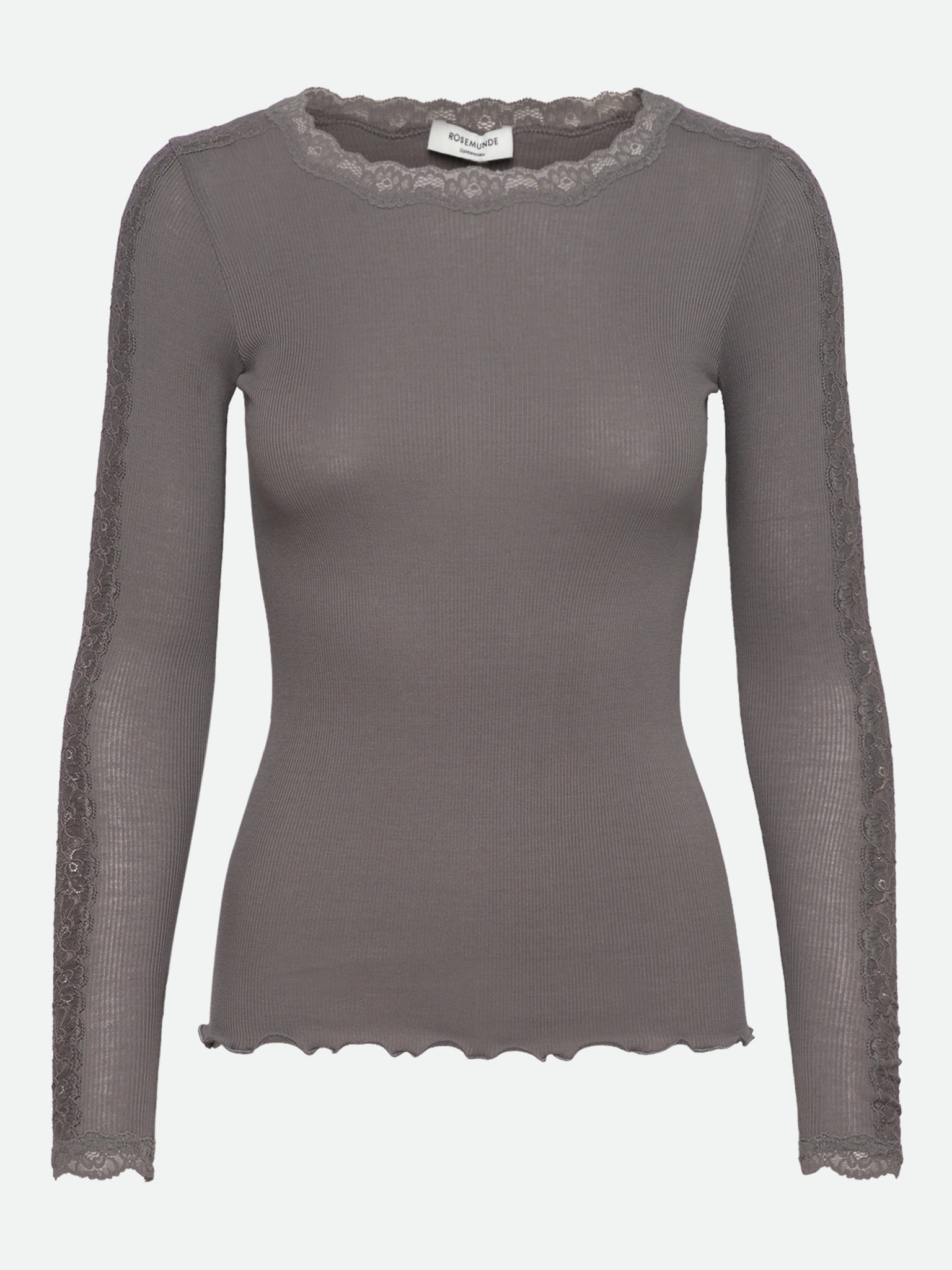 RWBernadine Organic Long Sleeve O-neck Lace T-shirt T-SHIRT LS Rosemunde Woman XS december sky