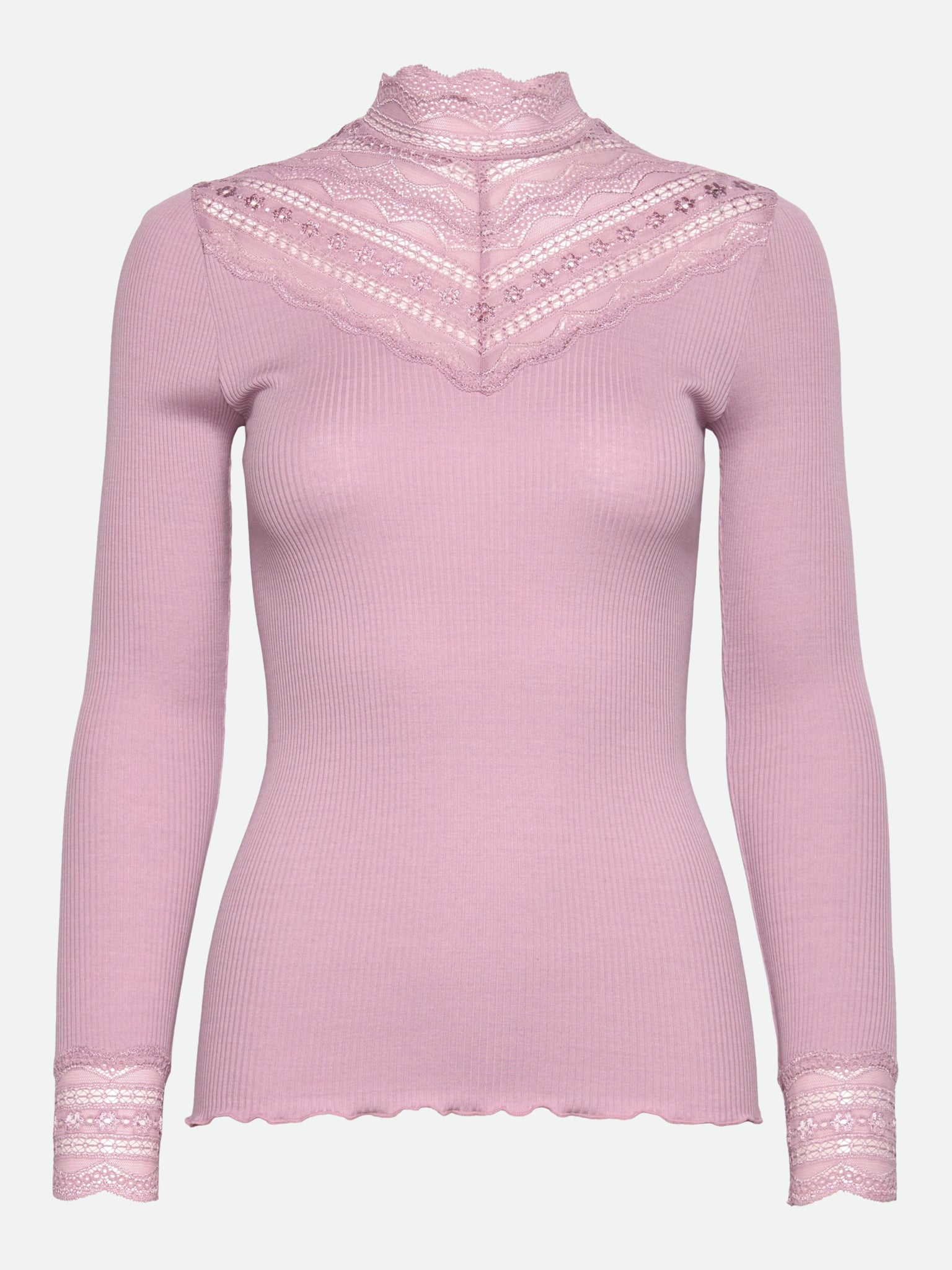 RWBenita Silk LS Lace T-neck T-shirt T-SHIRT LS Rosemunde Woman