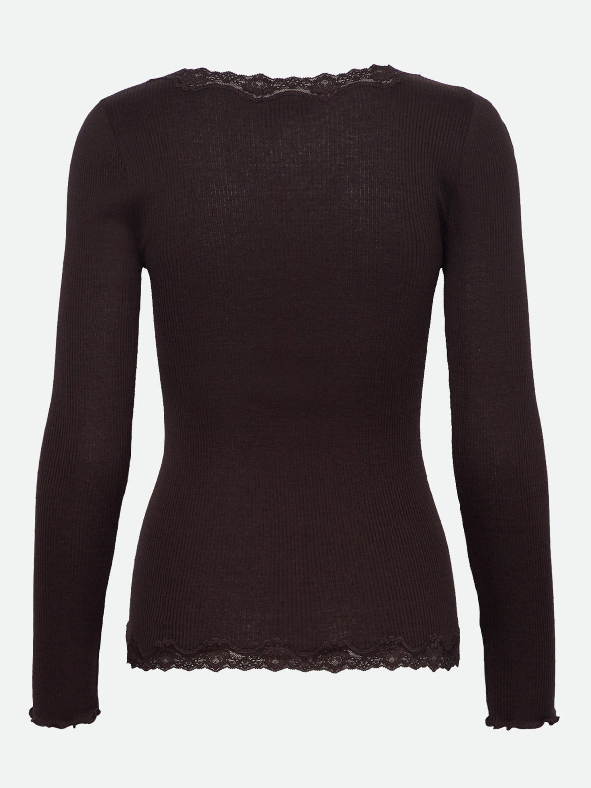RWBabette silke-cardigan med lang erme, V-hals og blonder
