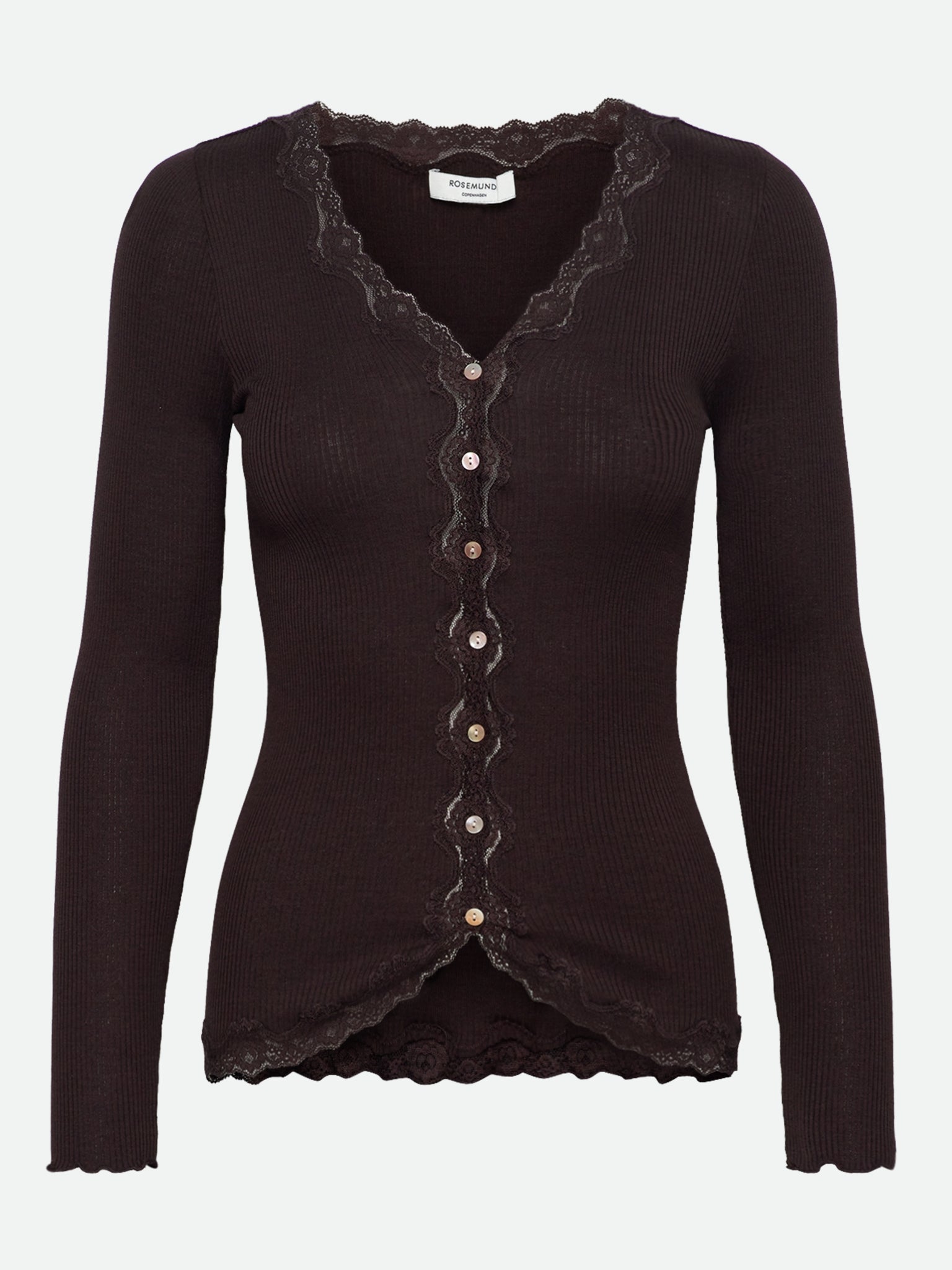 RWBabette Silk LS V-neck Lace Cardigan Cardigan Rosemunde Woman XS ganache