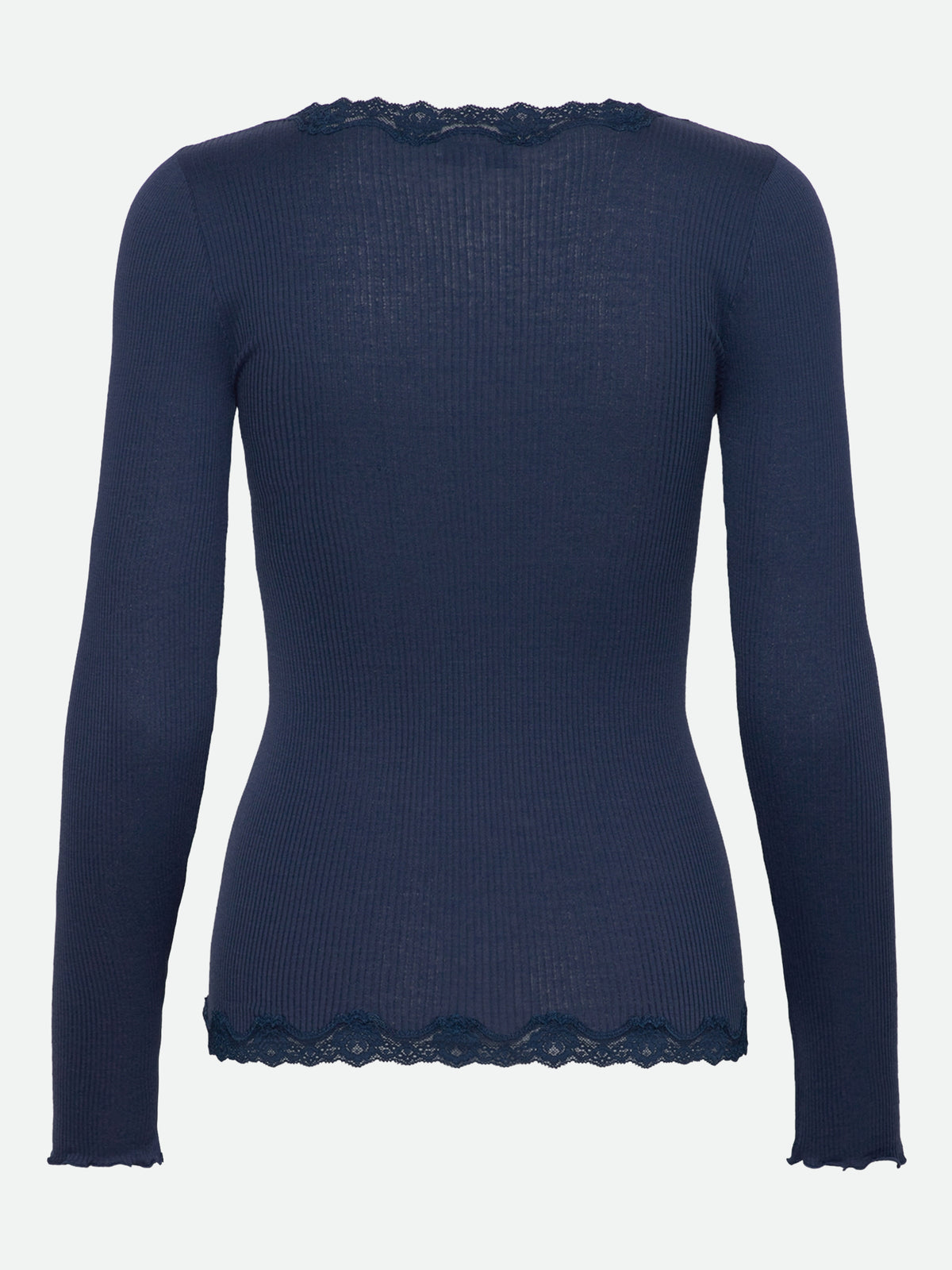 RWBabette silke-cardigan med lang erme, V-hals og blonder