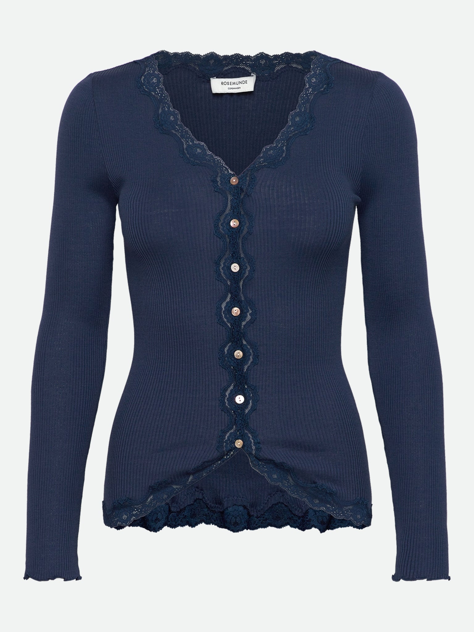 RWBabette Silk LS V-neck Lace Cardigan Cardigan Rosemunde Woman XS Insignia blue