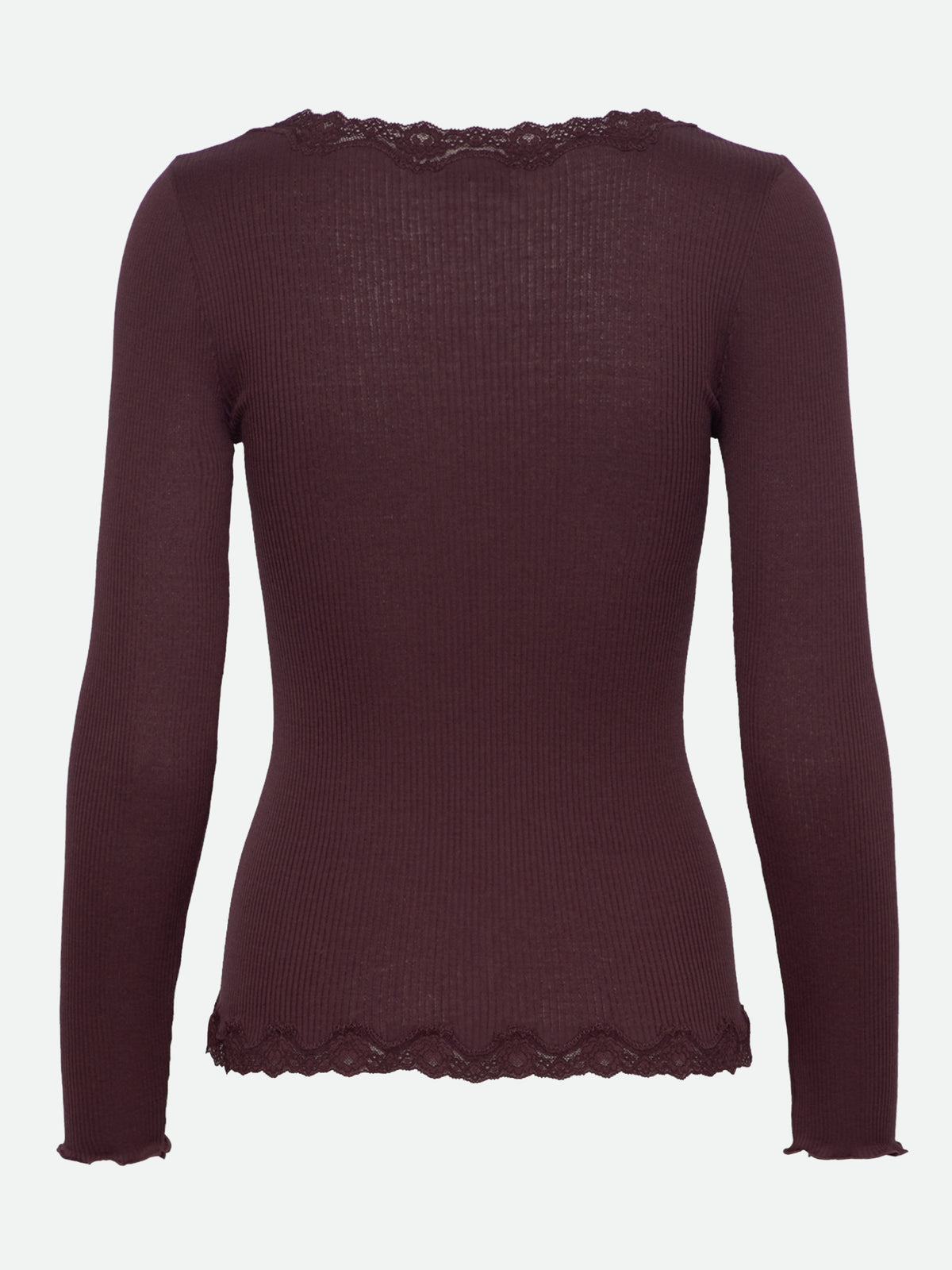 RWBabette silke-cardigan med lang erme, V-hals og blonder