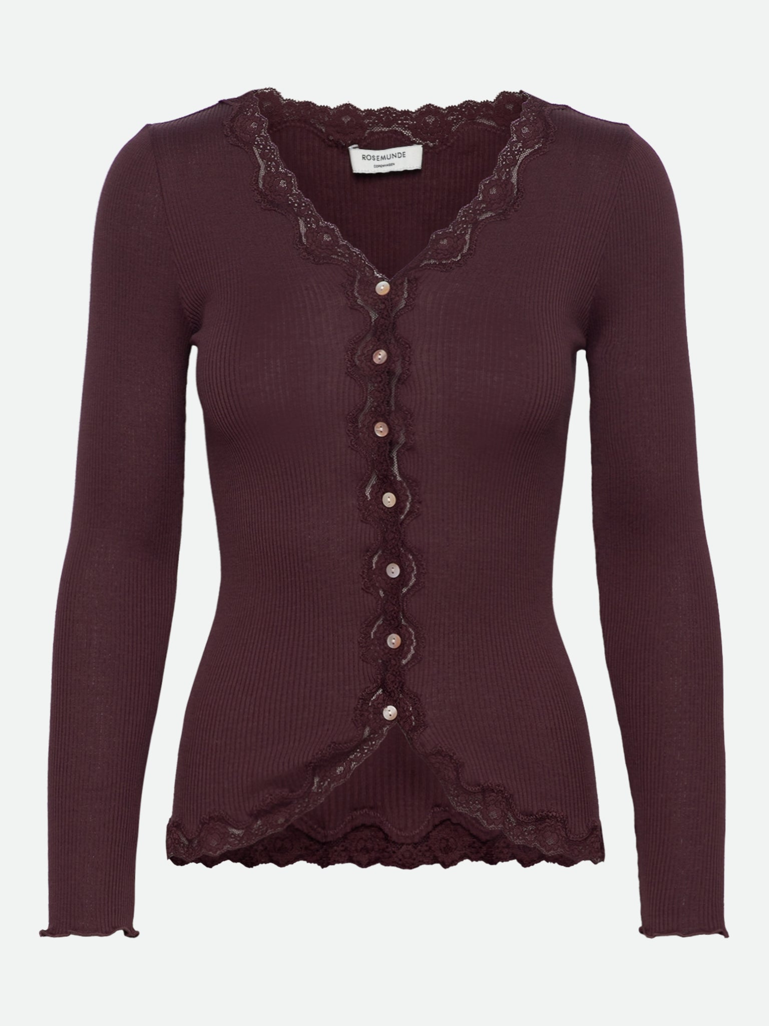 RWBabette Silk LS V-neck Lace Cardigan Cardigan Rosemunde Woman XS fudge