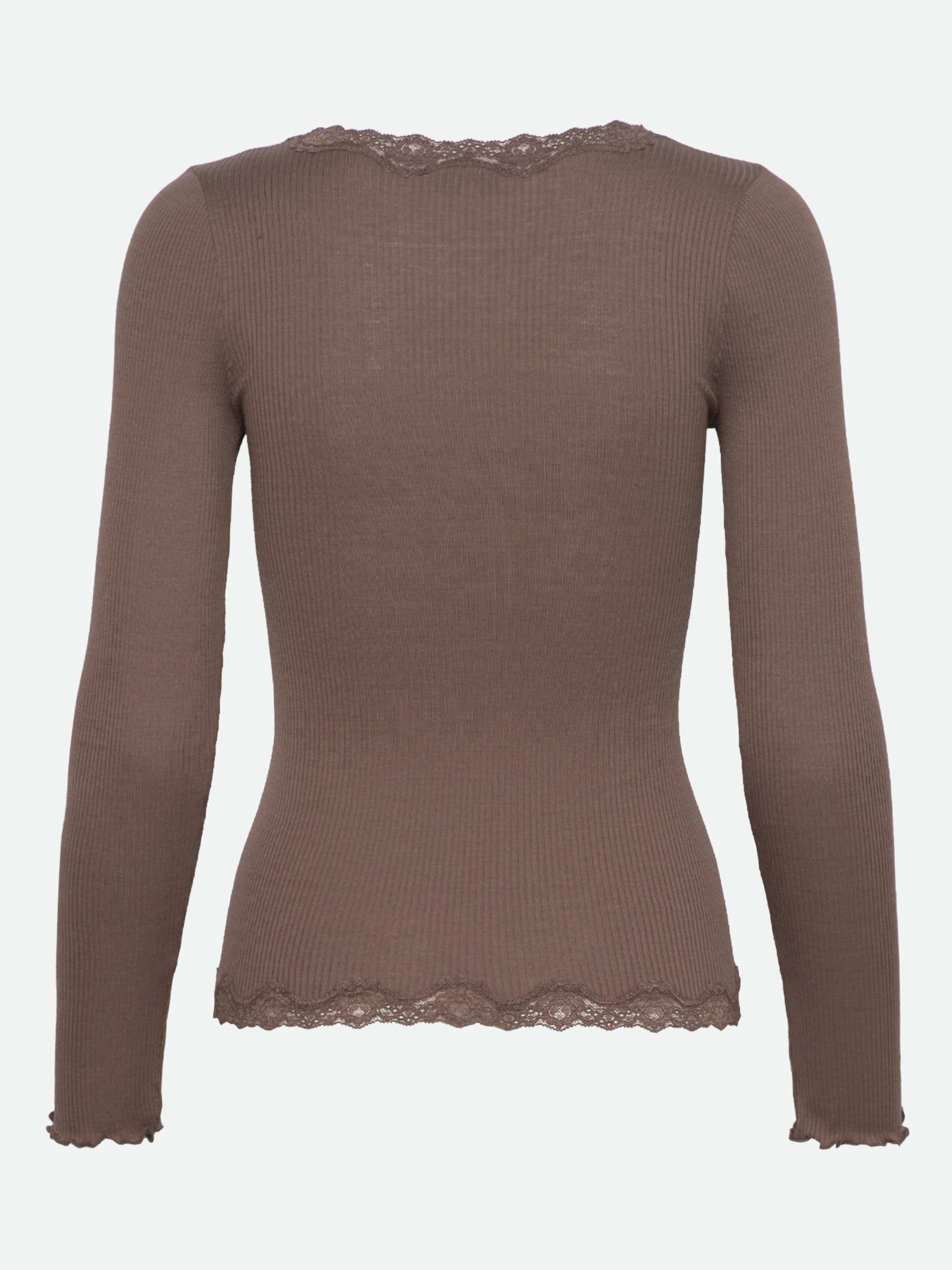 RWBabette Seiden-Strickjacke mit V-Ausschnitt und Spitze