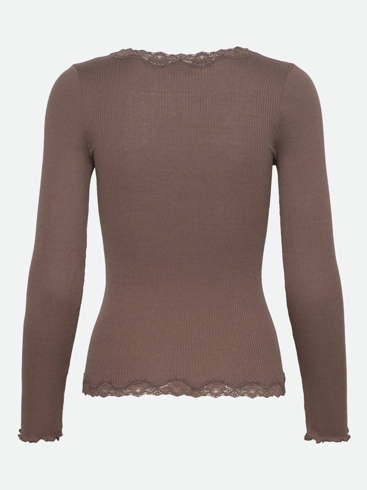 RWBabette silke-cardigan med lang erme, V-hals og blonder