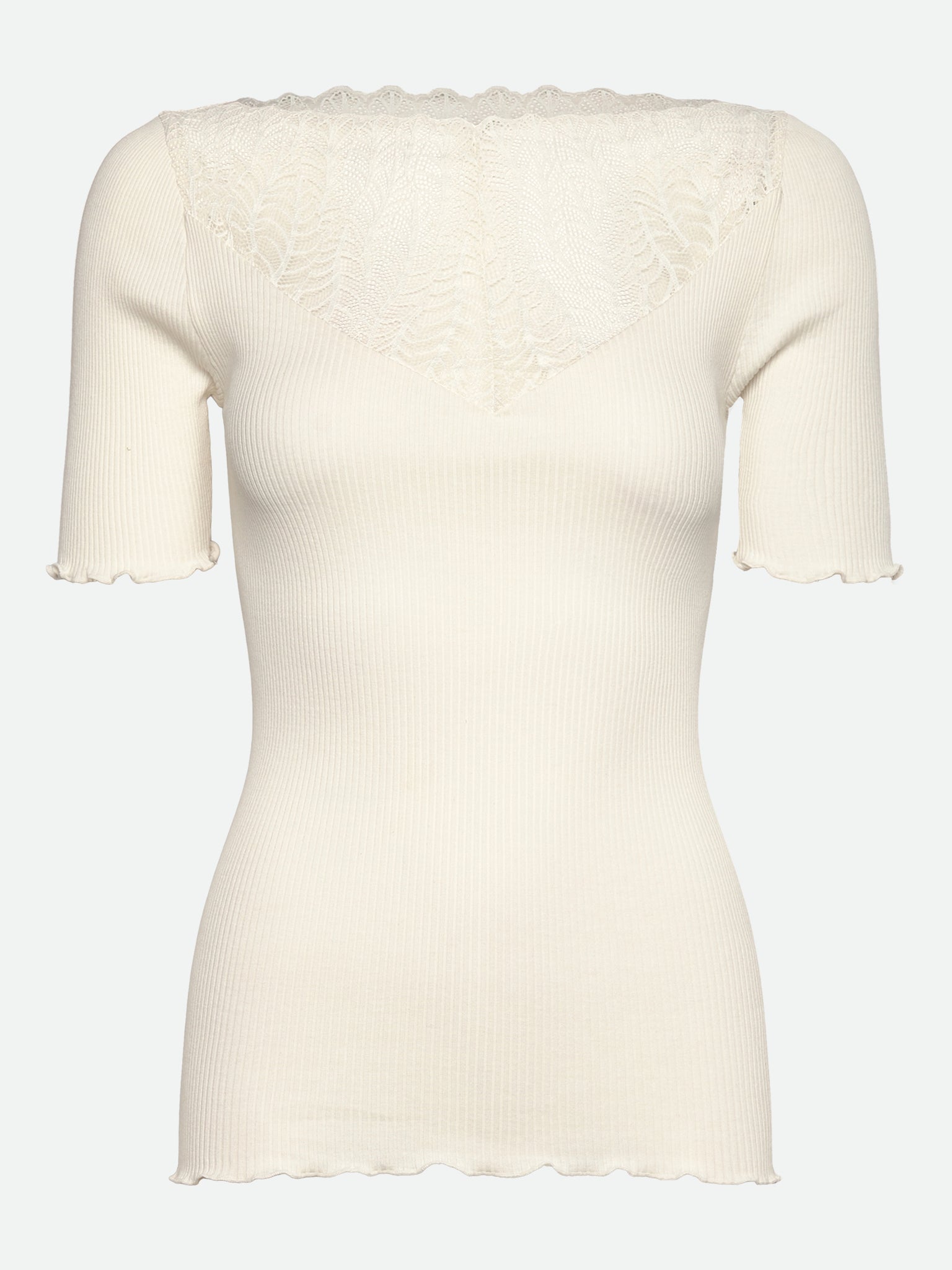 RWBeatha Silk 2/4 SS Boatneck Lace T-shirt T-SHIRT SS Rosemunde Woman XS ivory