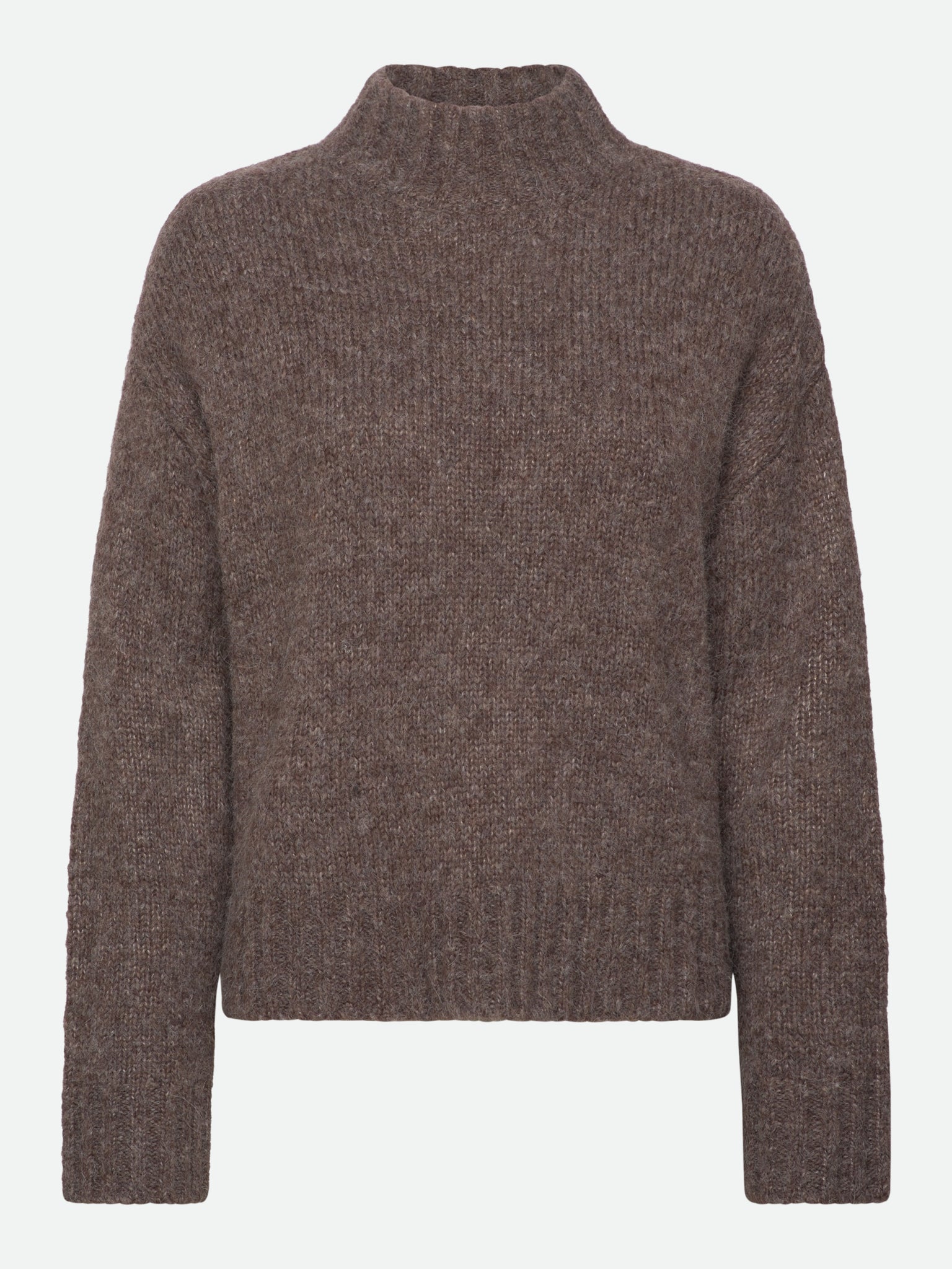 RWTulip Wool Blend LS Turtleneck Plain Pullover PULLOVER Rosemunde Woman XS brown grey mel