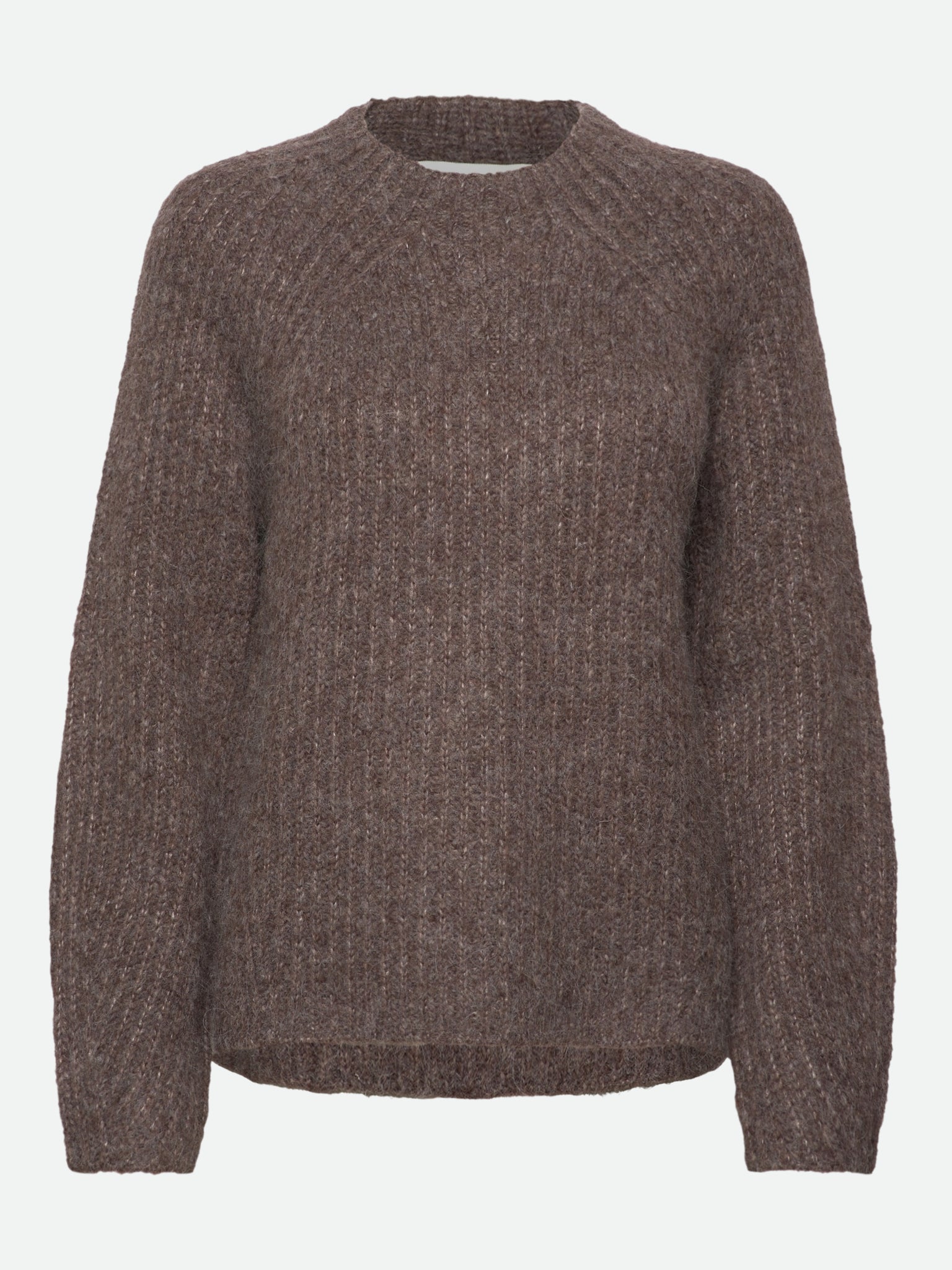 RWTulip Wool Blend LS Rib Knit Pullover PULLOVER Rosemunde Woman XS brown grey mel