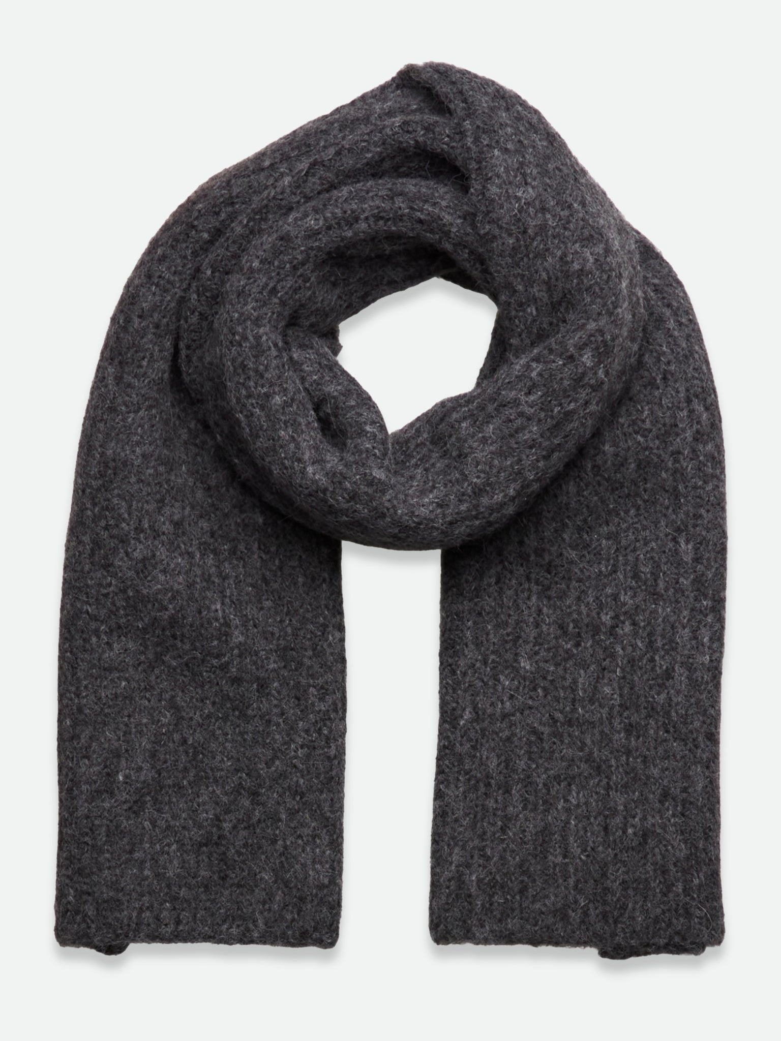 RWTulip Wool Blend Rib Knit Scarf SCARF Rosemunde Woman 0 medium grey melange