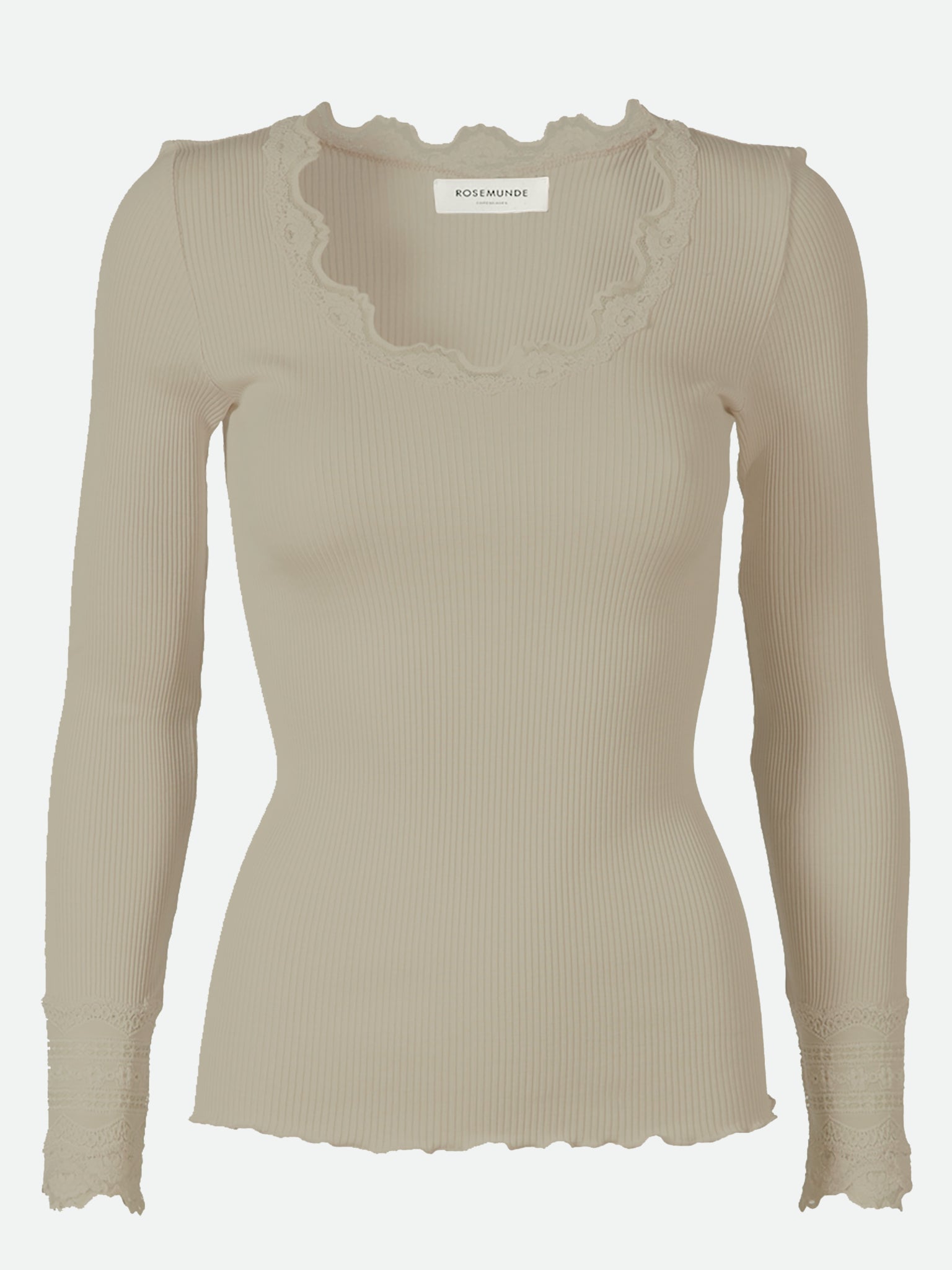 RWBenita Silk LS O-neck Lace T-shirt T-SHIRT LS Rosemunde Woman L abbey stone