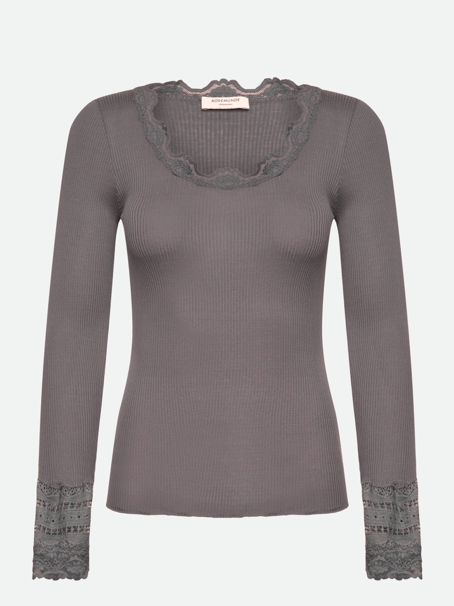 RWBenita Silk LS O-neck Lace T-shirt T-SHIRT LS Rosemunde Woman XS december sky