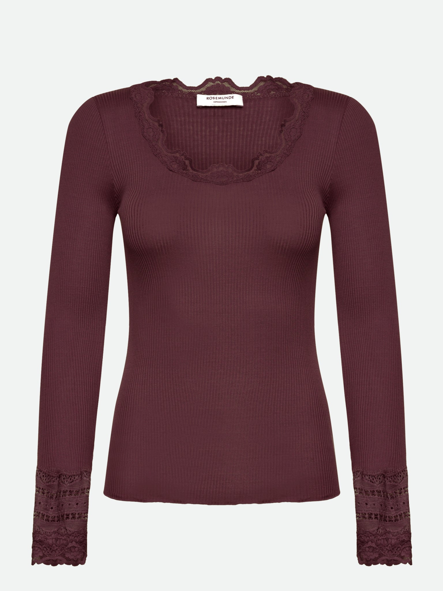 RWBenita Silk LS O-neck Lace T-shirt T-SHIRT LS Rosemunde Woman XS fudge