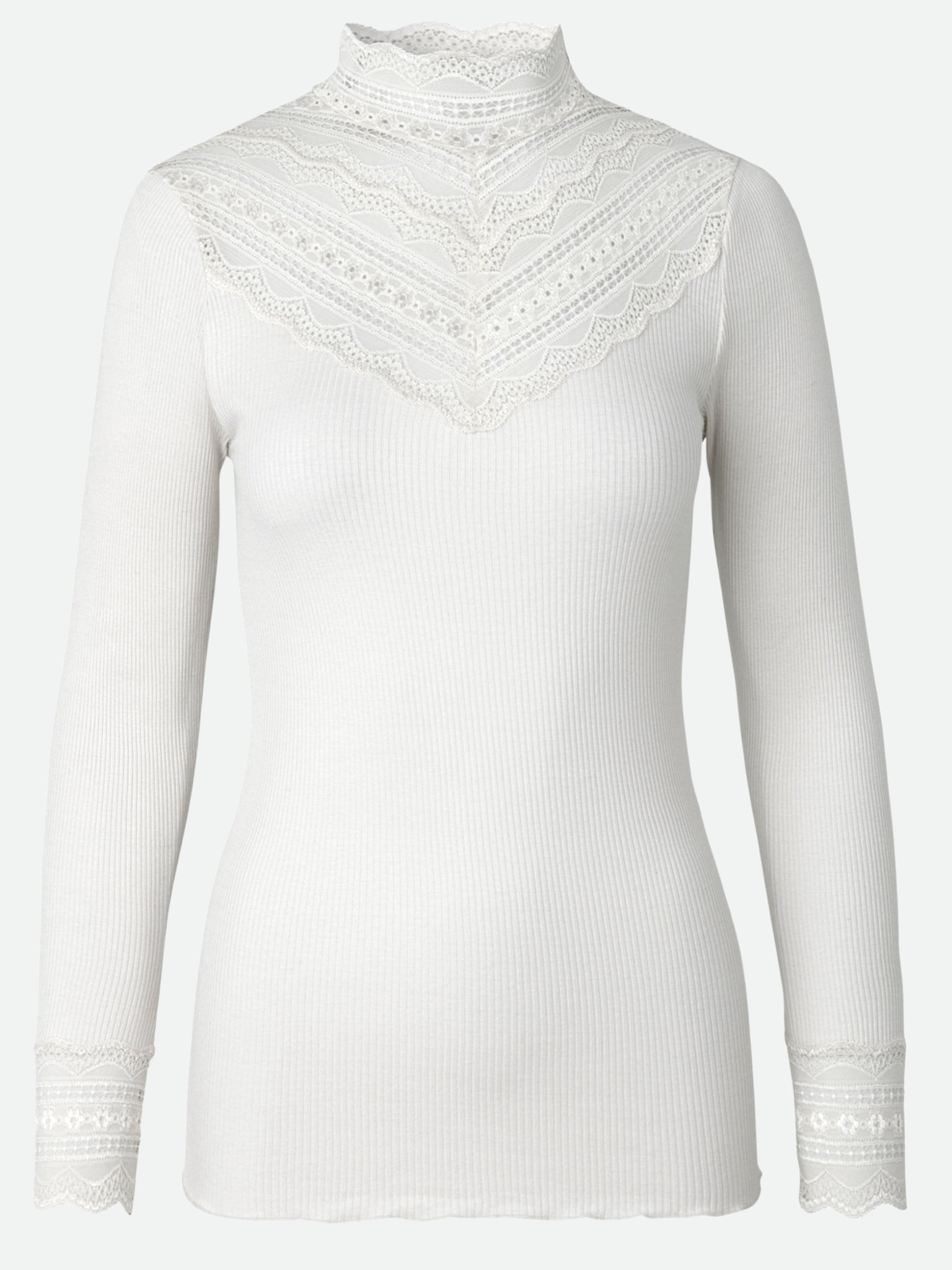 RWBenita Silk LS Lace T-neck T-shirt T-SHIRT LS Rosemunde Woman S new white