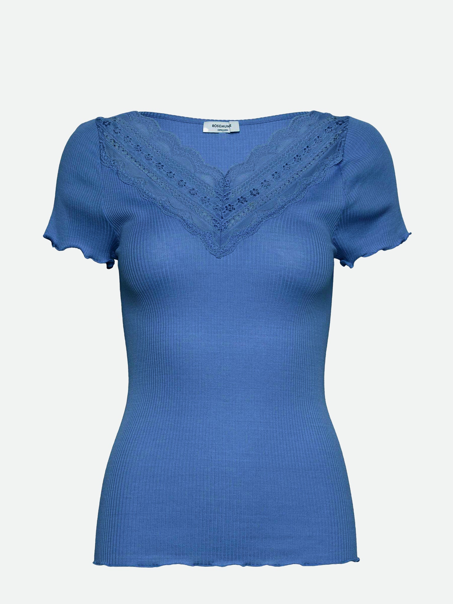 RWBenita Silk SS V-neck T-shirt T-shirt Rosemunde Woman S french blue