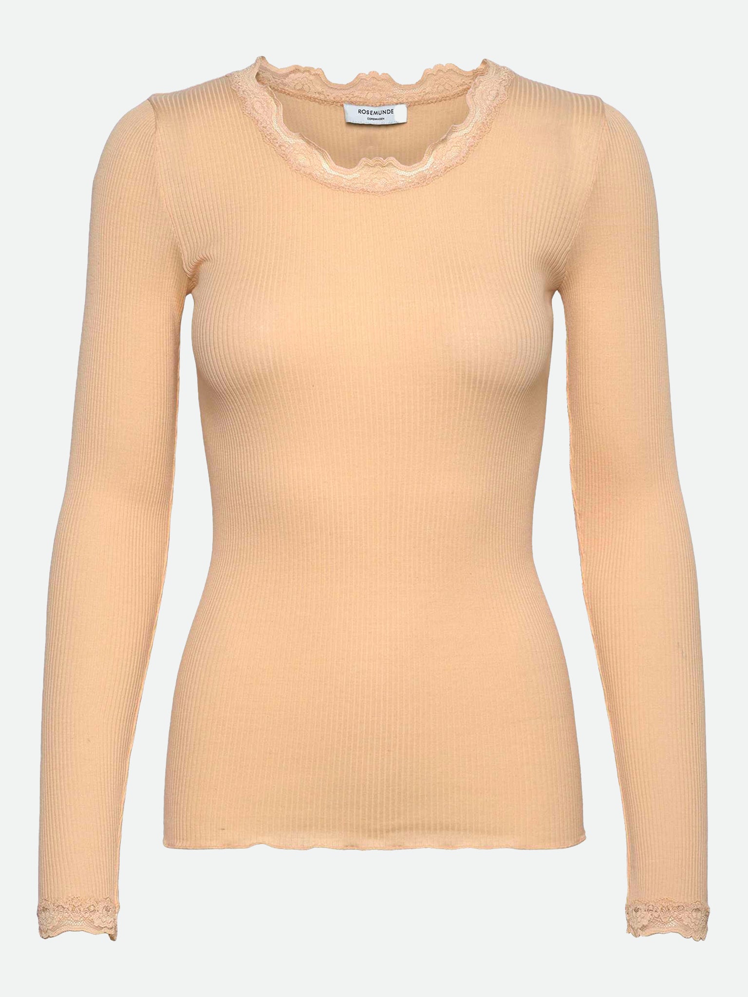 RWBabette Silk LS Lace T-shirt T-SHIRT LS Rosemunde Woman XS peach fuzz