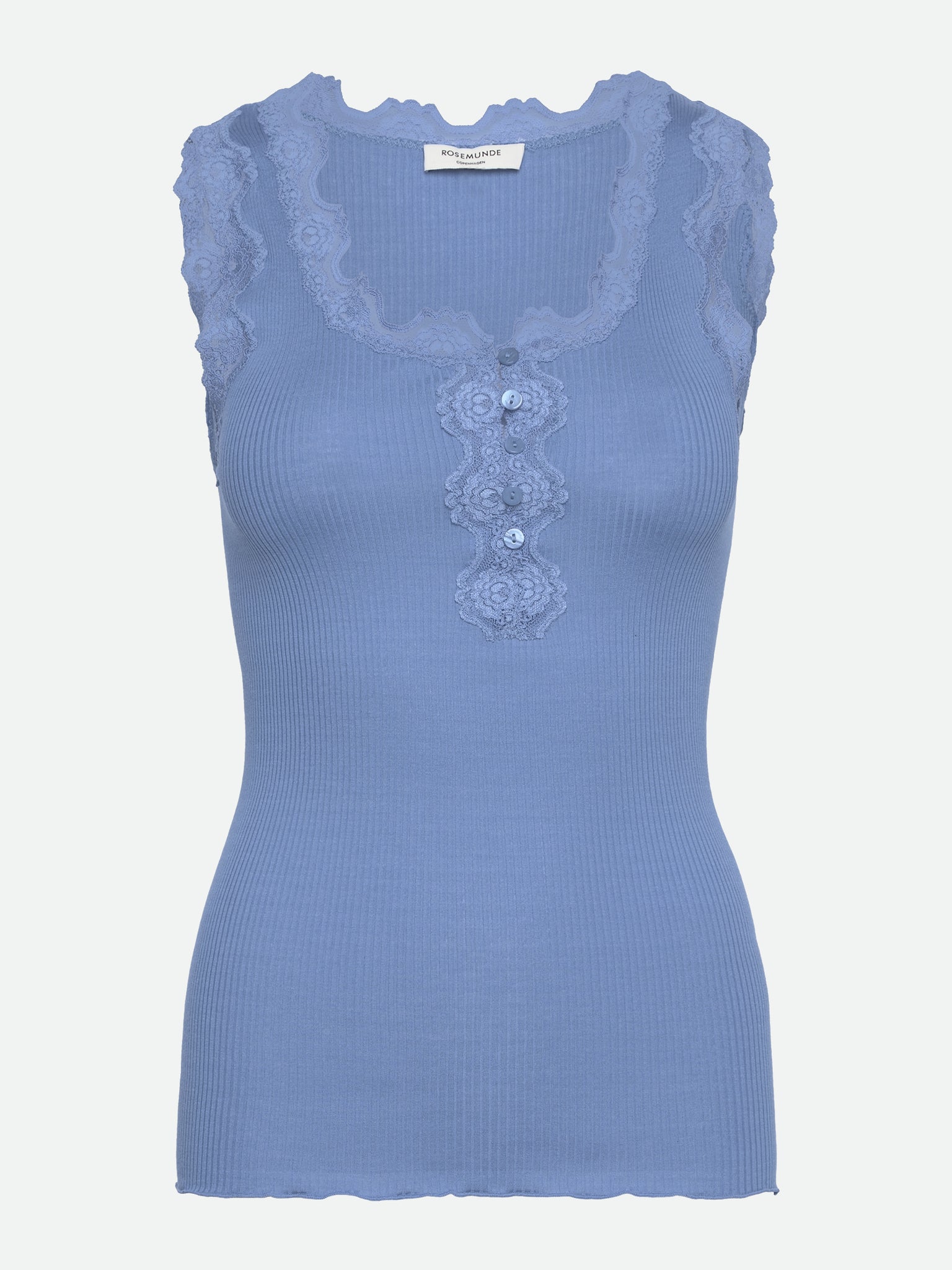 RWBeatha SL U- neck Lace Button Top Top Rosemunde Woman XS blue heaven