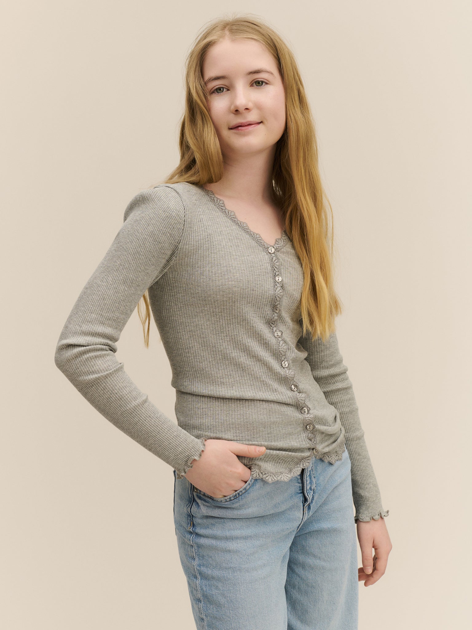 RKBalta Modal LS Lace Cardigan Cardigan Rosemunde Kids