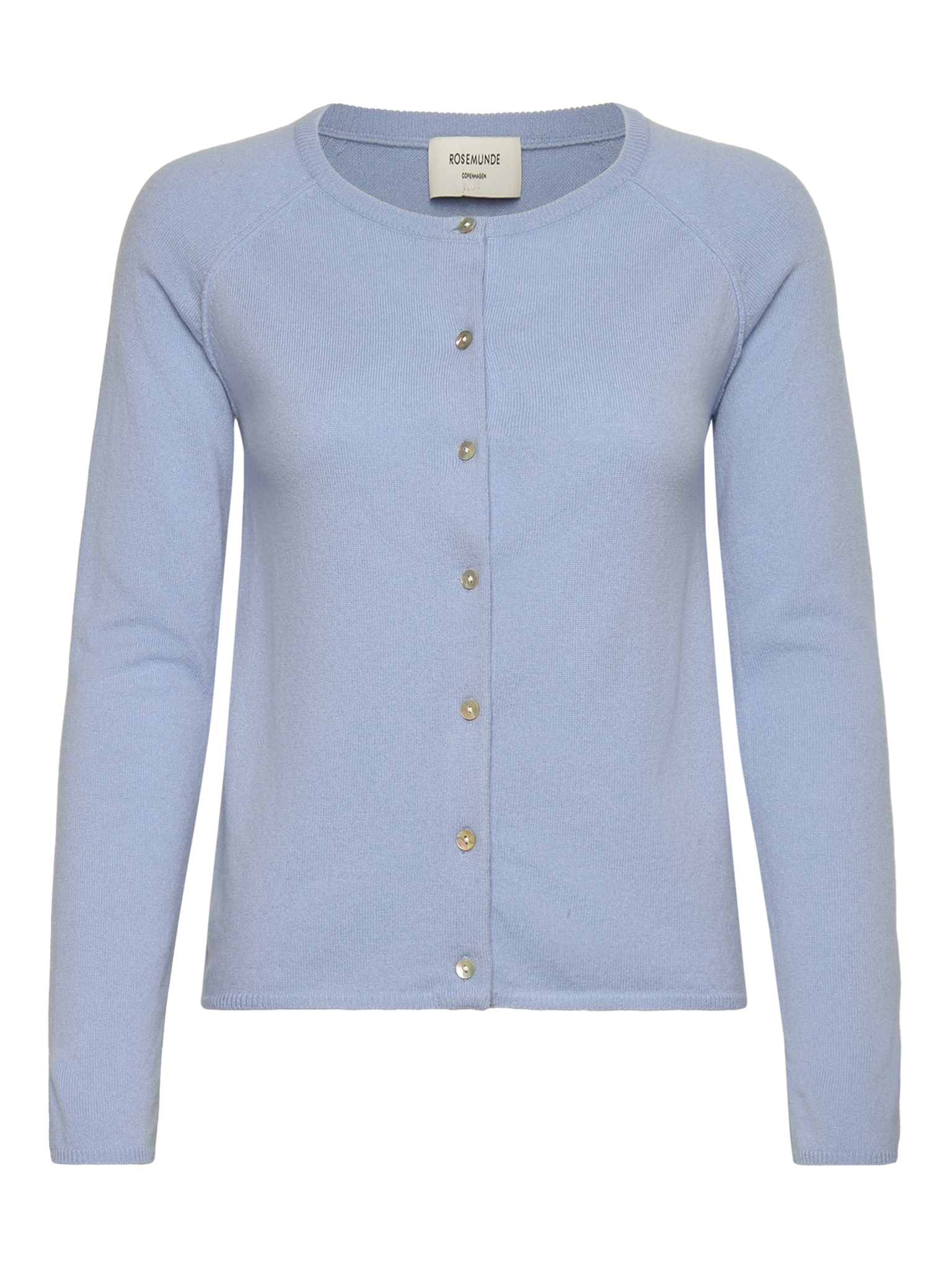 RWLaica Cashmere LS O-neck Raglan Cardigan Cardigan Rosemunde Woman XS placid blue