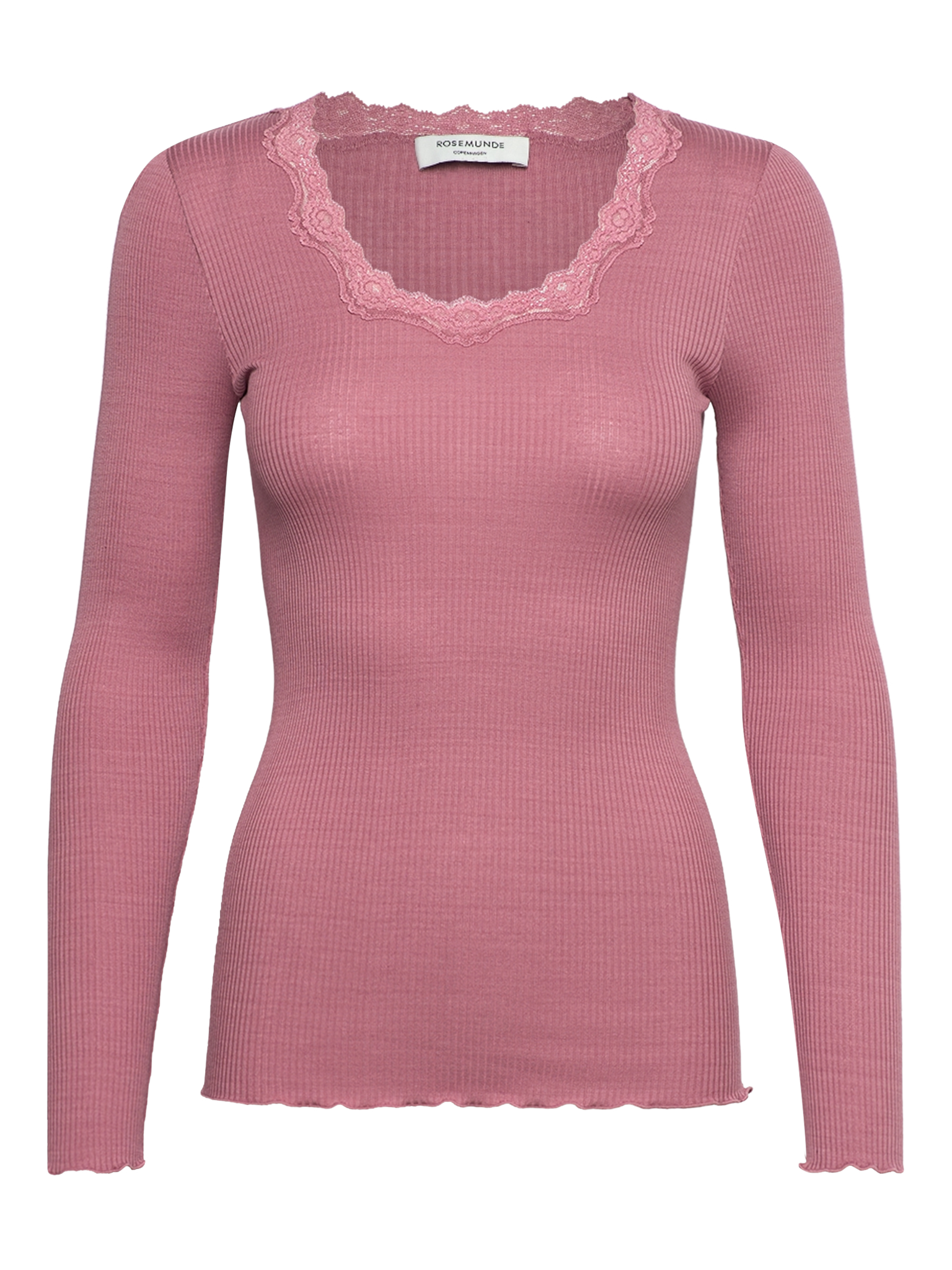 RWBabette Silk LS U-neck Lace T-shirt T-SHIRT LS Rosemunde Woman M nostalgia rose
