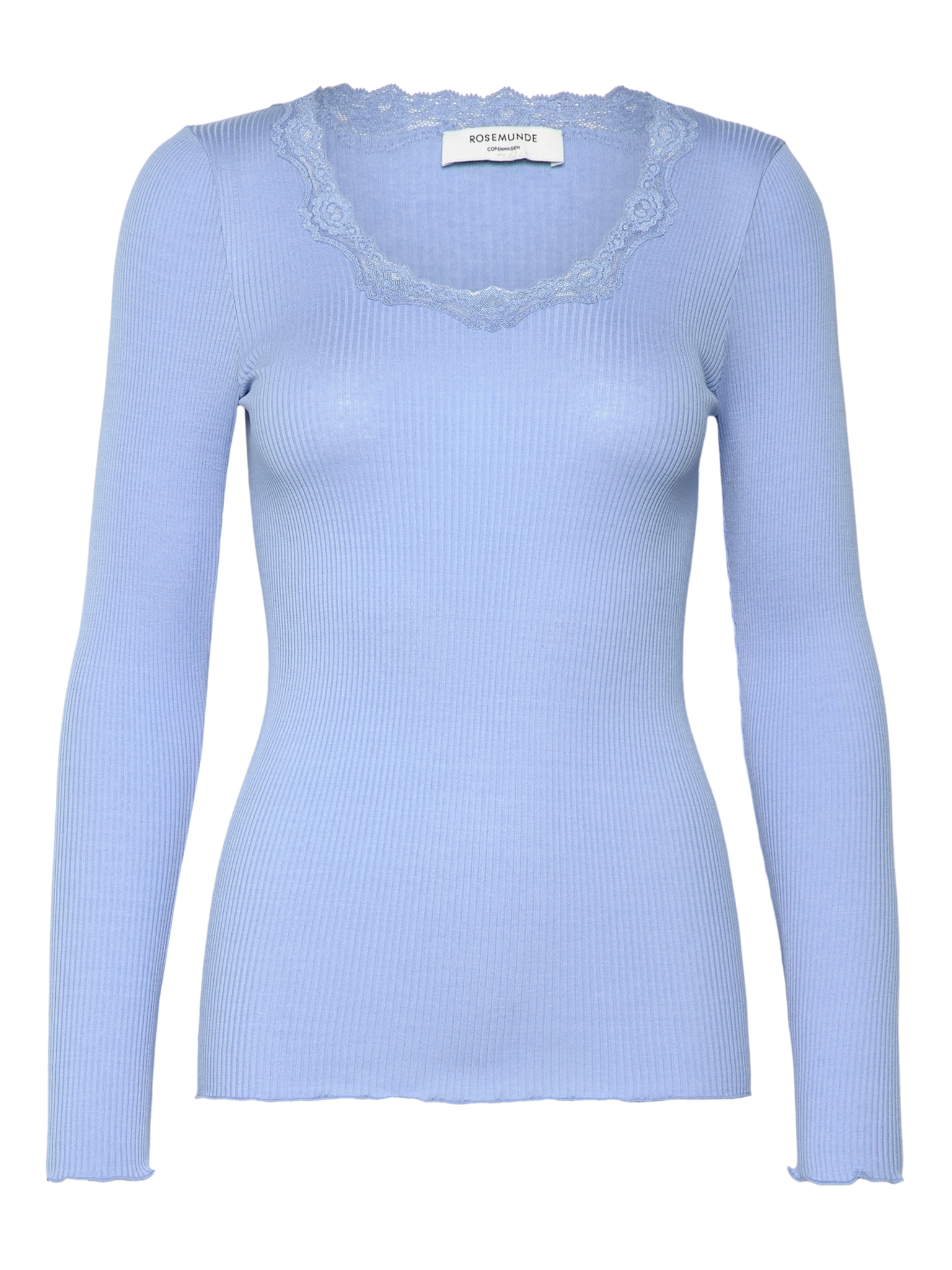 RWBabette Silk LS U-neck Lace T-shirt T-SHIRT LS Rosemunde Woman M placid blue