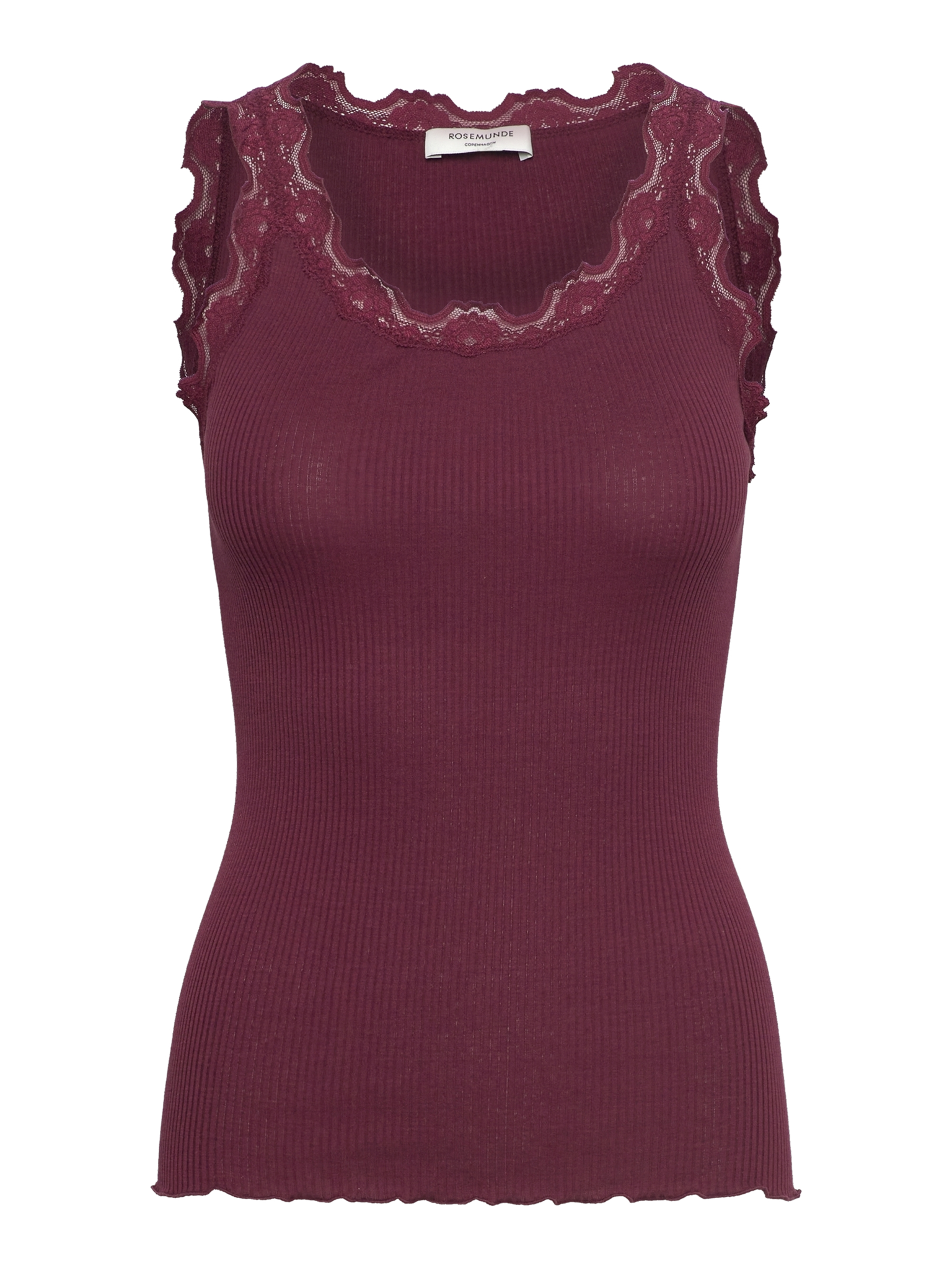 RWBabette Silk SL U-neck Lace Top TOP Rosemunde Woman XS tawny port