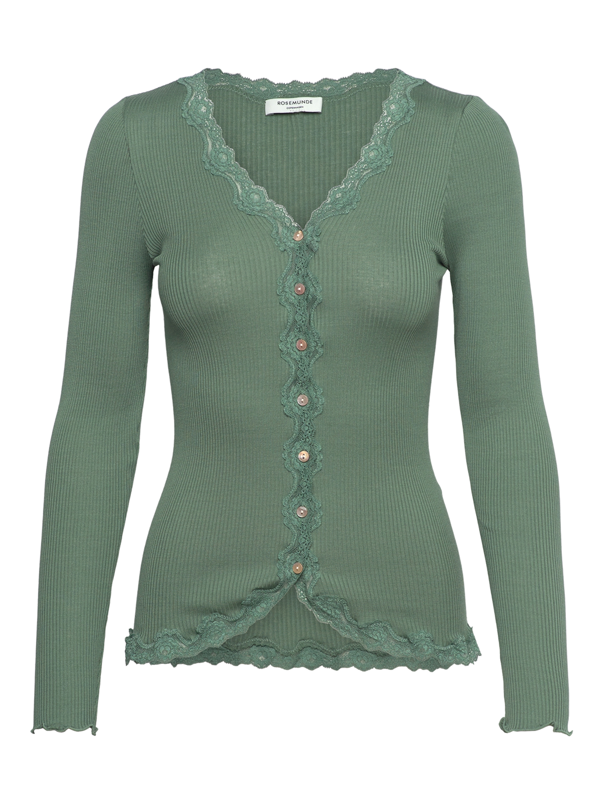 RWBabette Silk Long Sleeve V-neck Lace Cardigan CARDIGAN Rosemunde Woman XS laurel wreath