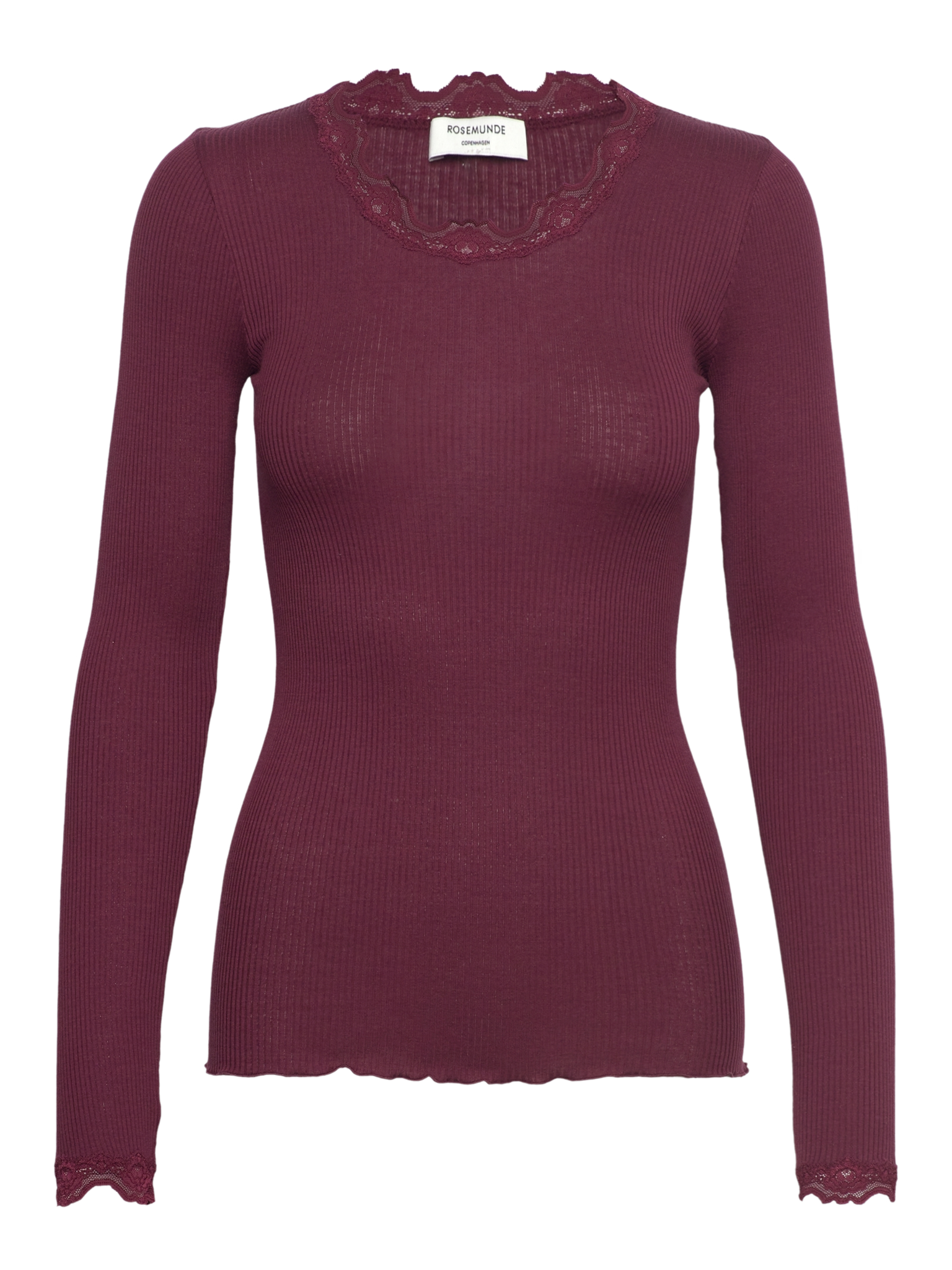 RWBabette Silk LS Lace T-shirt T-shirt Rosemunde Woman S tawny port