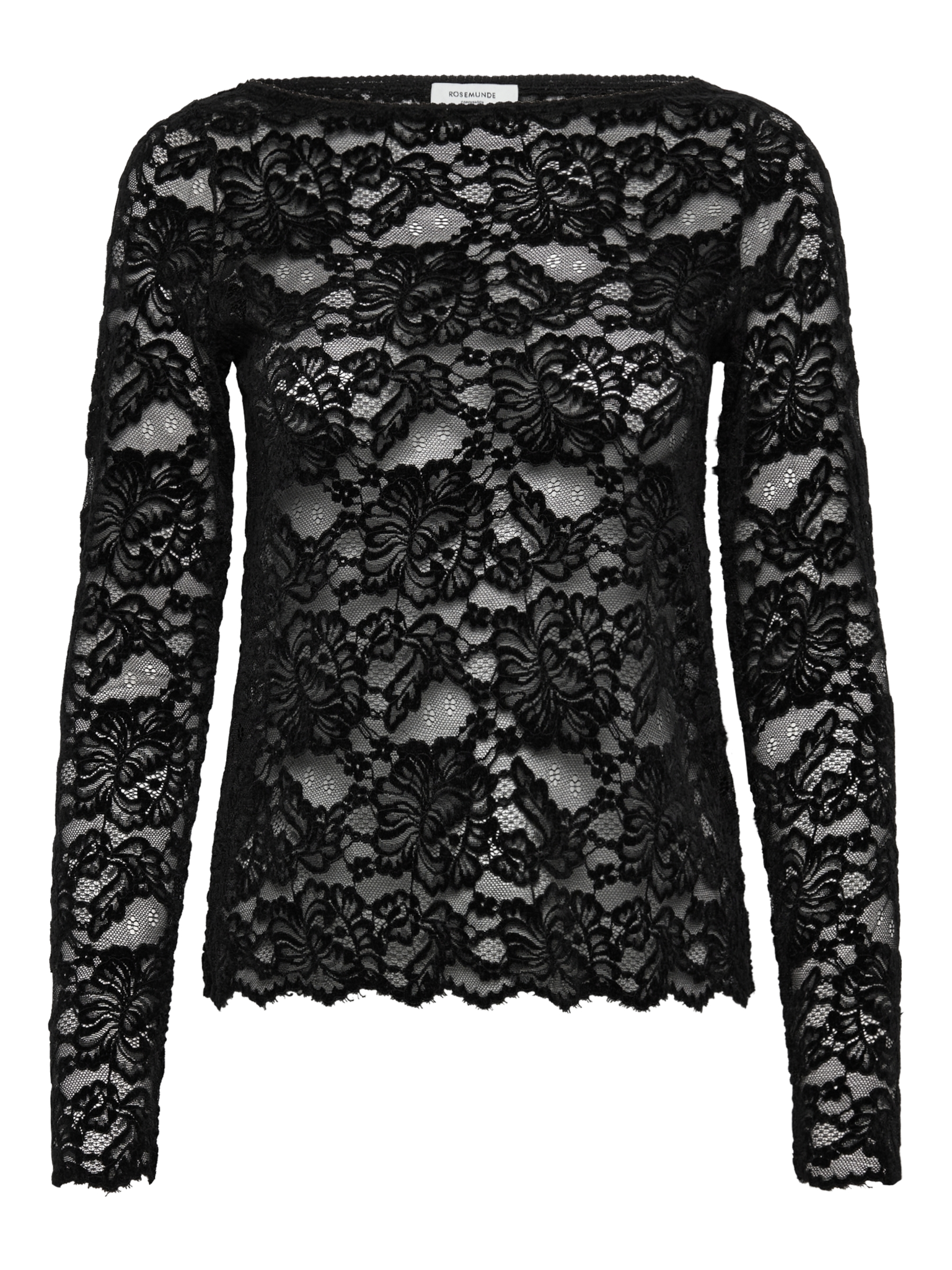 RWDania Lace LS Boatneck Lace T-shirt T-SHIRT LS Rosemunde Woman XS black