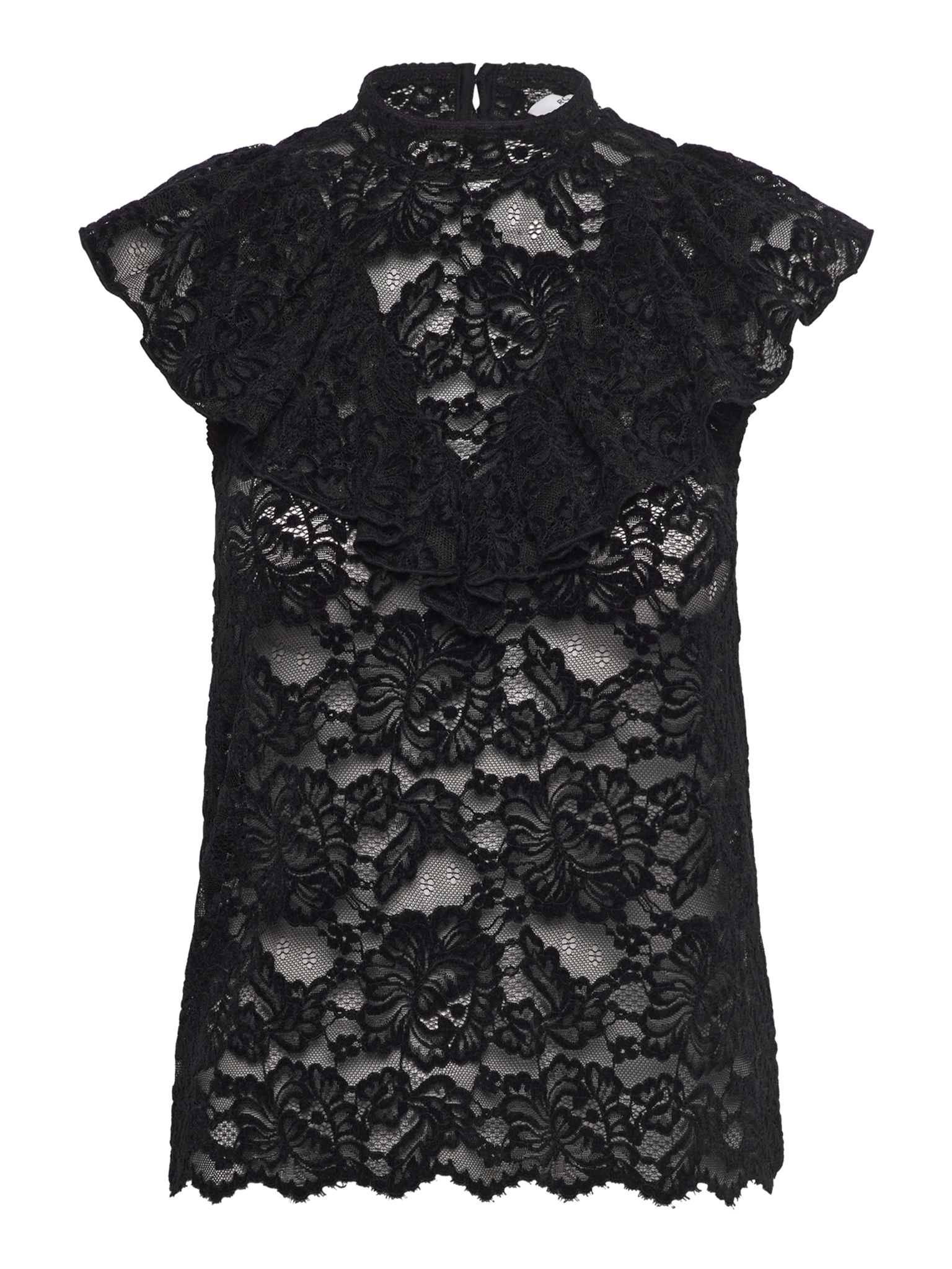 RWDania Lace SL Ruffle Lace Top TOP Rosemunde Woman XS black