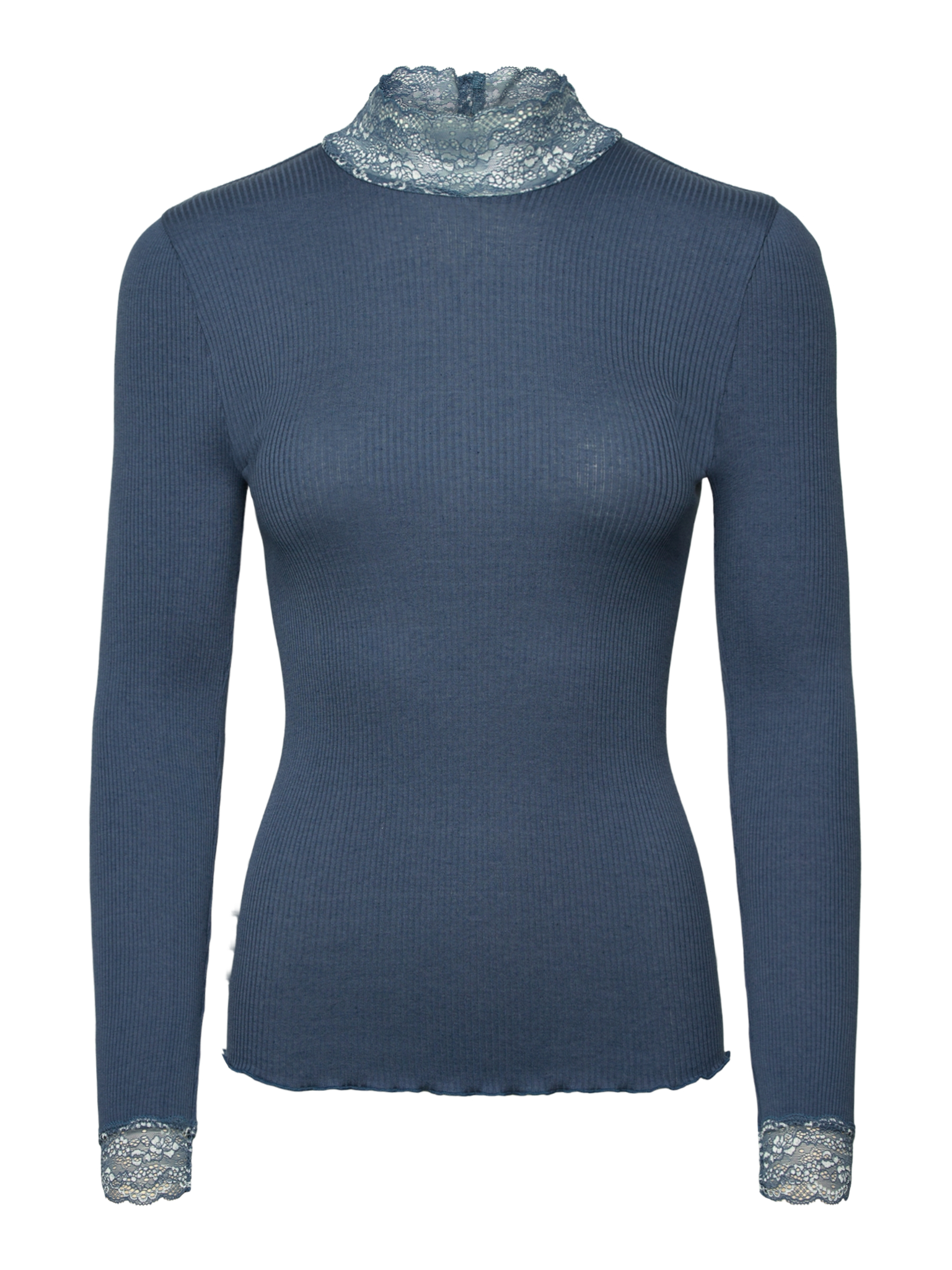 RWBeatha Silk LS 2 Colors Lace T-shirt T-SHIRT LS Rosemunde Woman M ensign blue