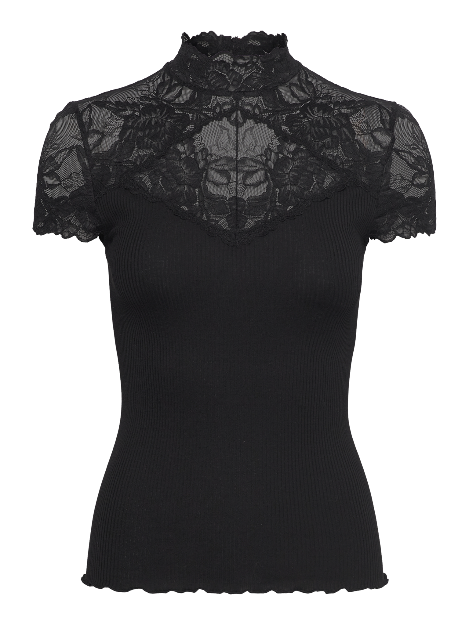 RWBeatha Silk Capsleeve Lace T-shirt T-SHIRT SS Rosemunde Woman XS black