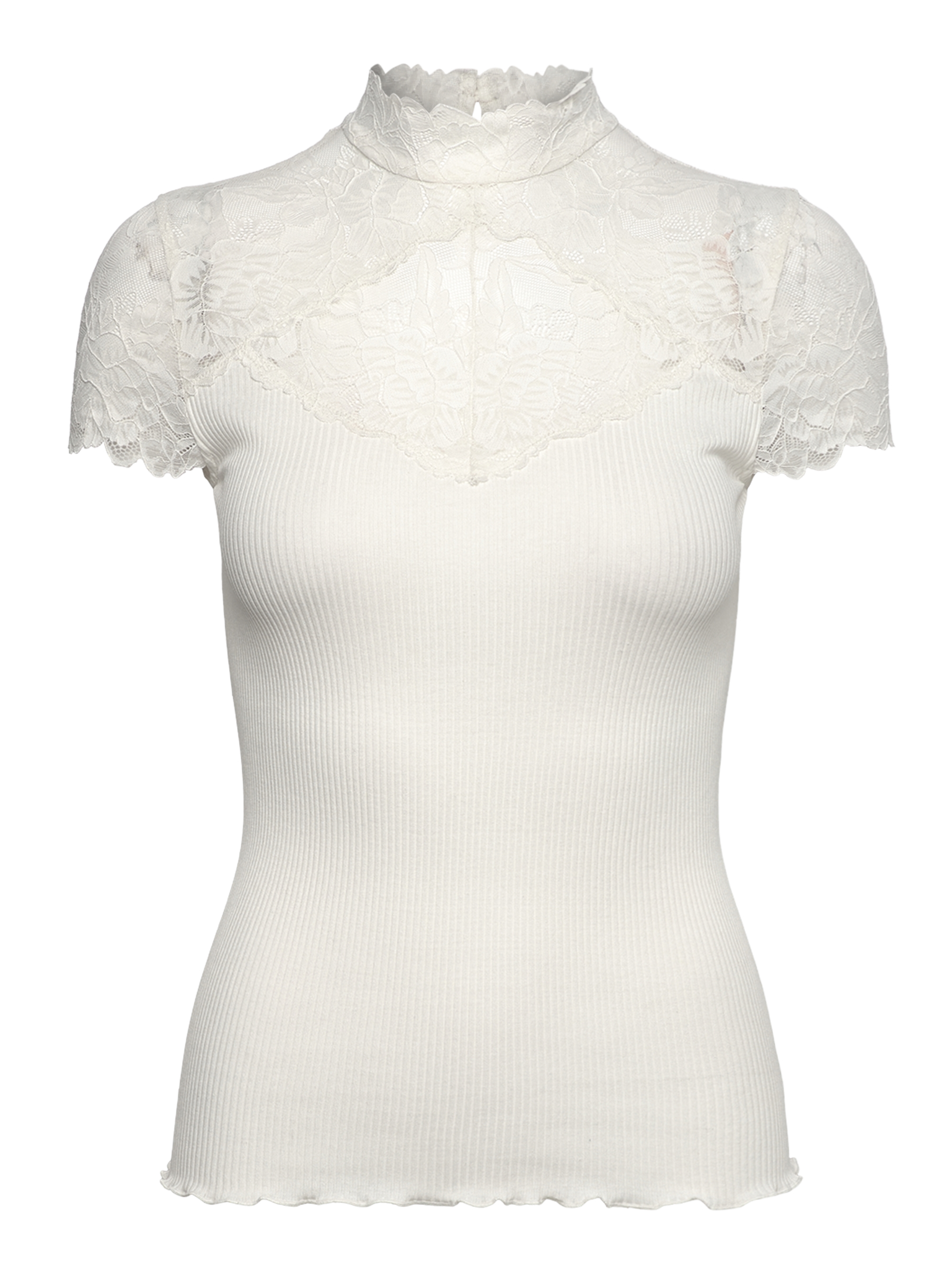 RWBeatha Silk Capsleeve Lace T-shirt T-SHIRT SS Rosemunde Woman XS ivory