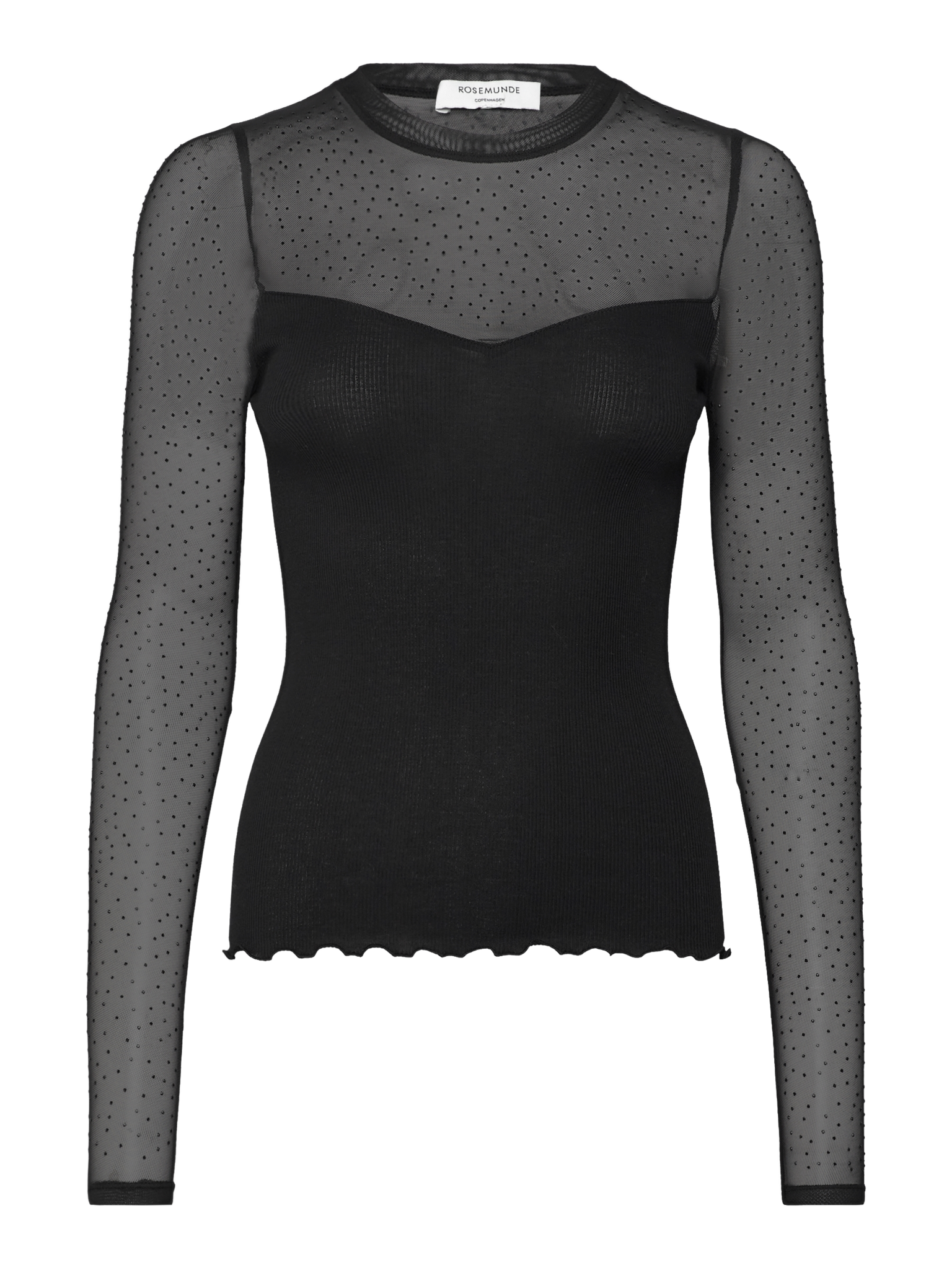 RWBernadine Organic LS Lace T-shirt T-SHIRT LS Rosemunde Woman XS black