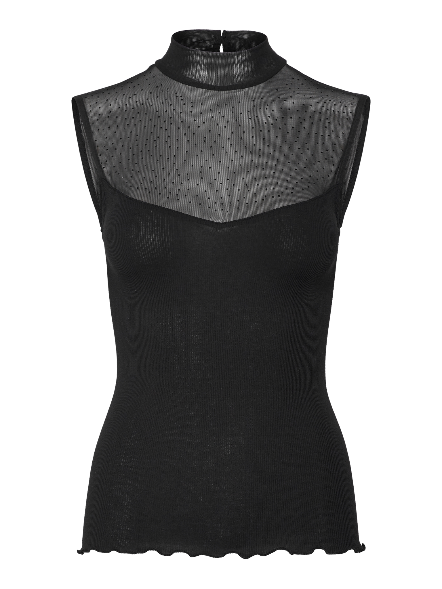 RWBernadine Organic SL Lace T-neck Top TOP Rosemunde Woman XS black