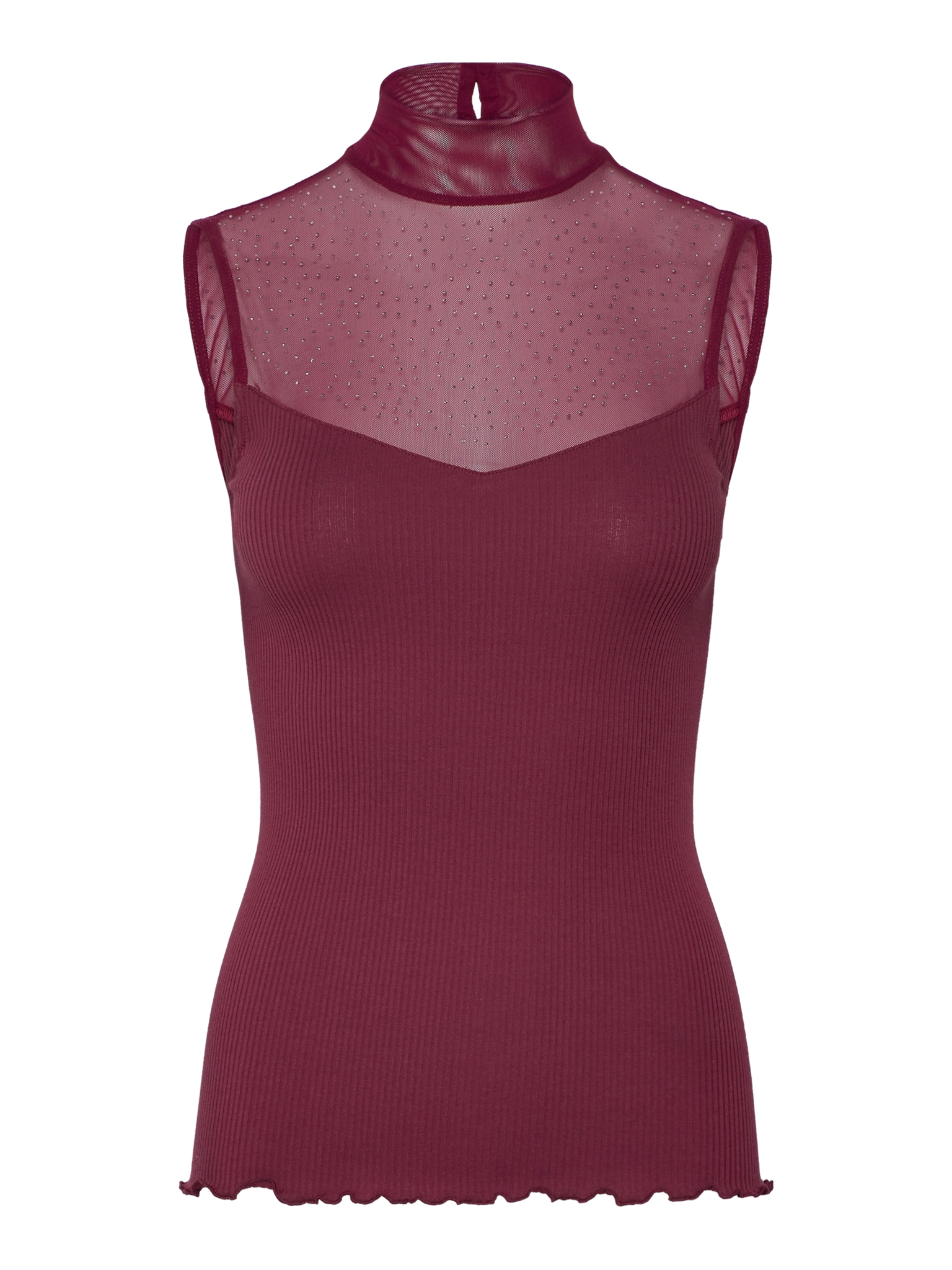 RWBernadine Organic SL Lace T-neck Top TOP Rosemunde Woman XS tawny port