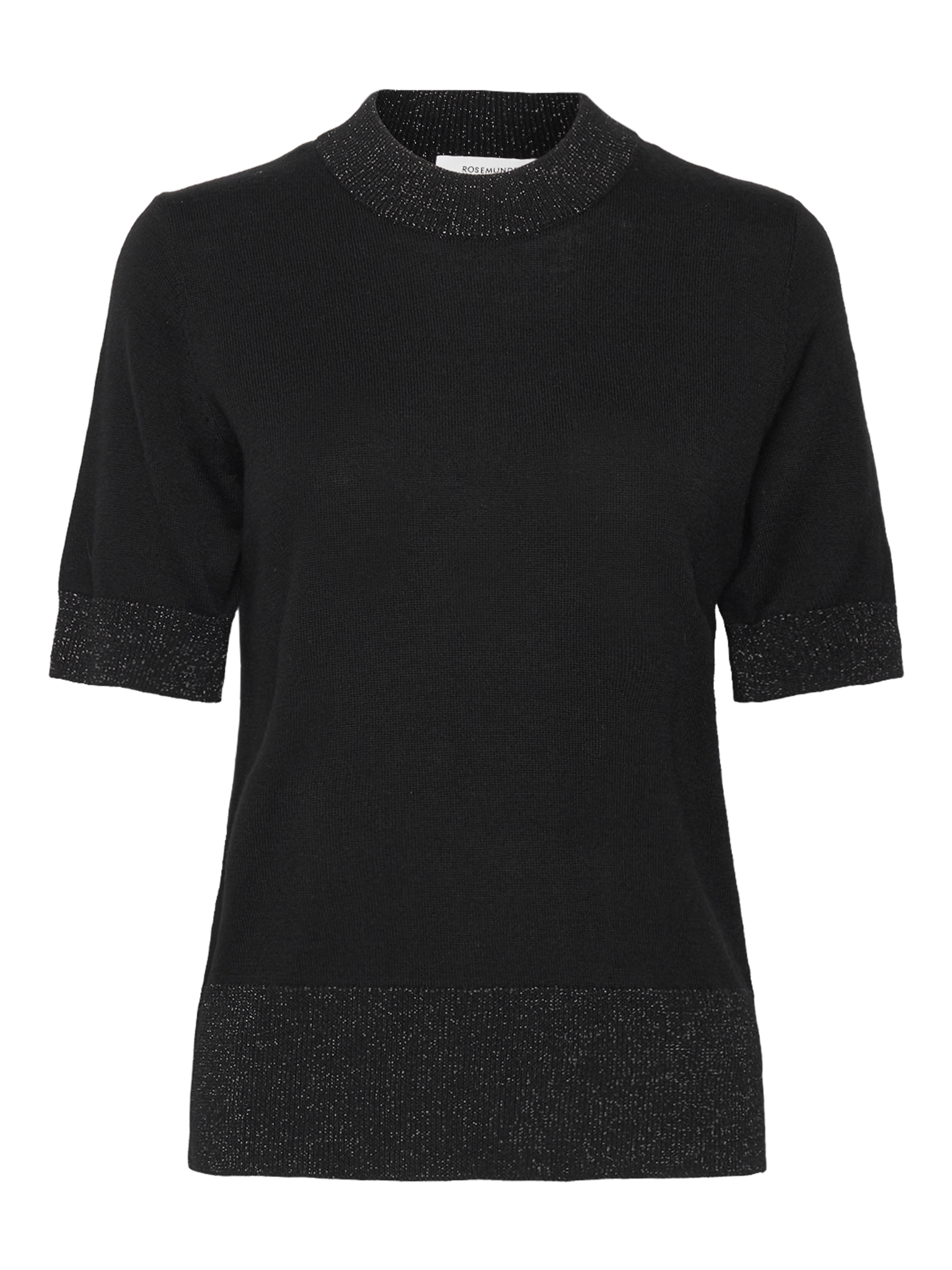 RWValencia Merino Wool SS O-neck PULLOVER Rosemunde Woman S black w/ dark grey lurex